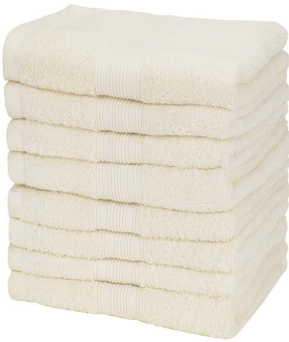 NatureMark Handtücher Handtuch 500gsm (8er-Set), 100% Baumwolle (8-St), 8X Frottier Handtücher mit Aufhänger, 50 x 100cm, Naturweiß