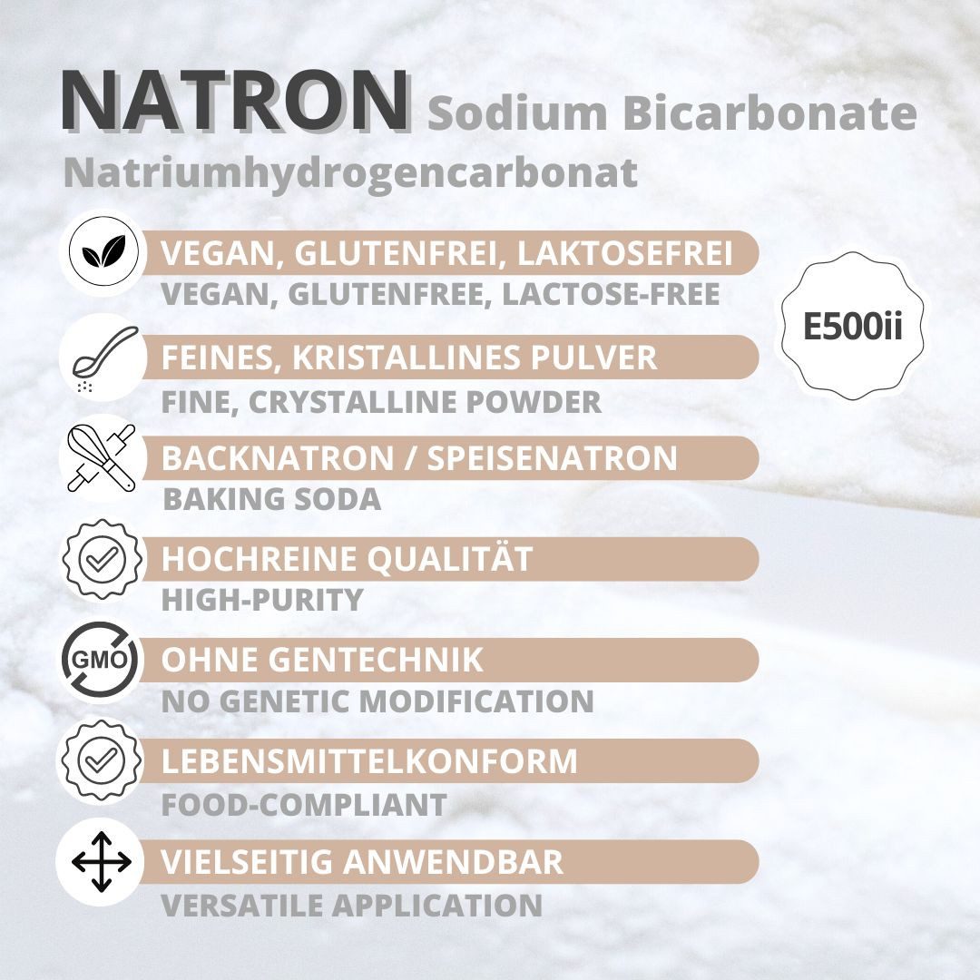 DistrEbution Back-Set Natron Pulver 100g-25kg Backsoda in Lebensmittelqualität, Natriumhydrogencarbonat E500ii