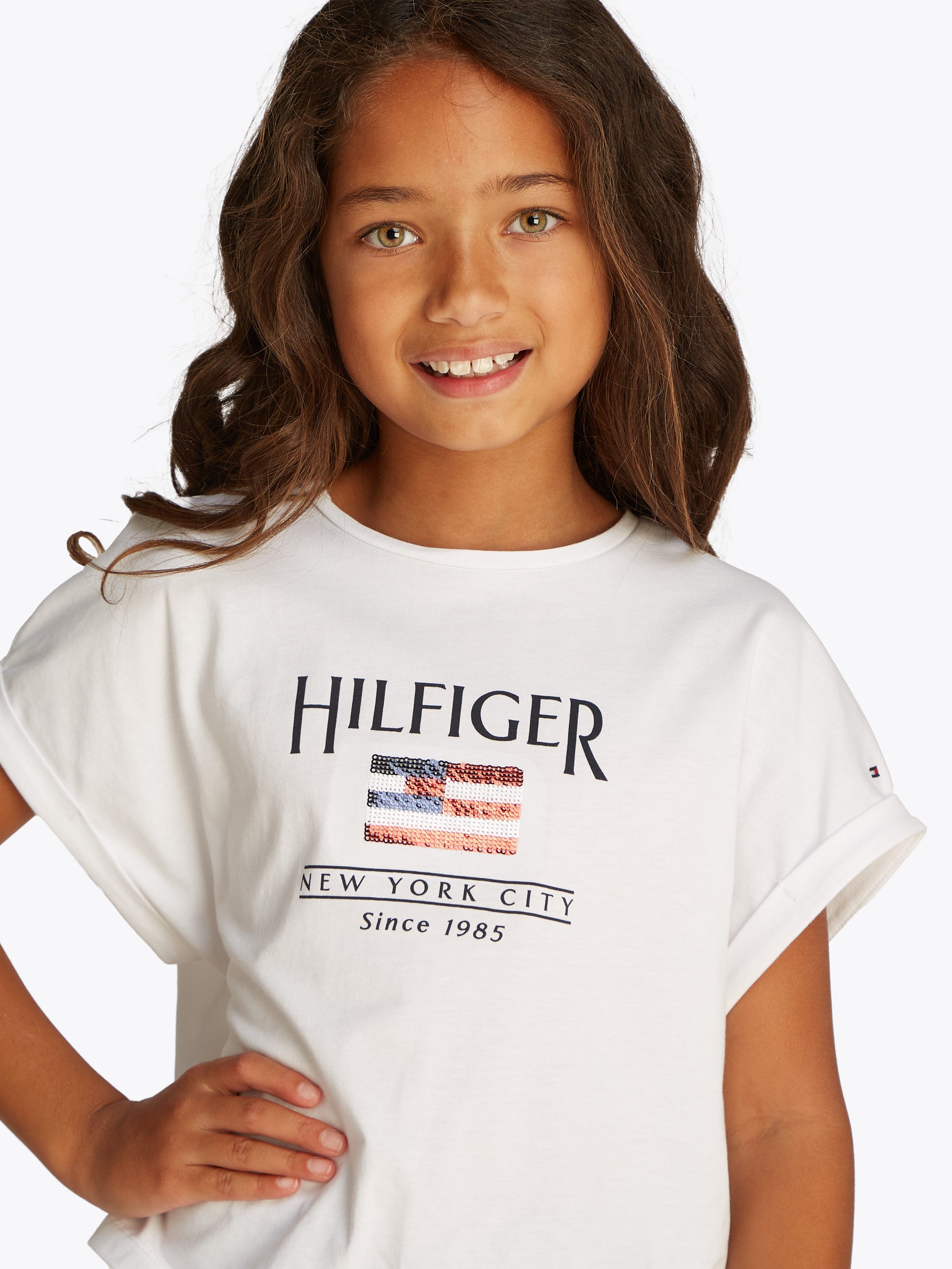 Tommy Hilfiger Kurzarmshirt HILFIGER SEQUINS FLAG günstig online kaufen