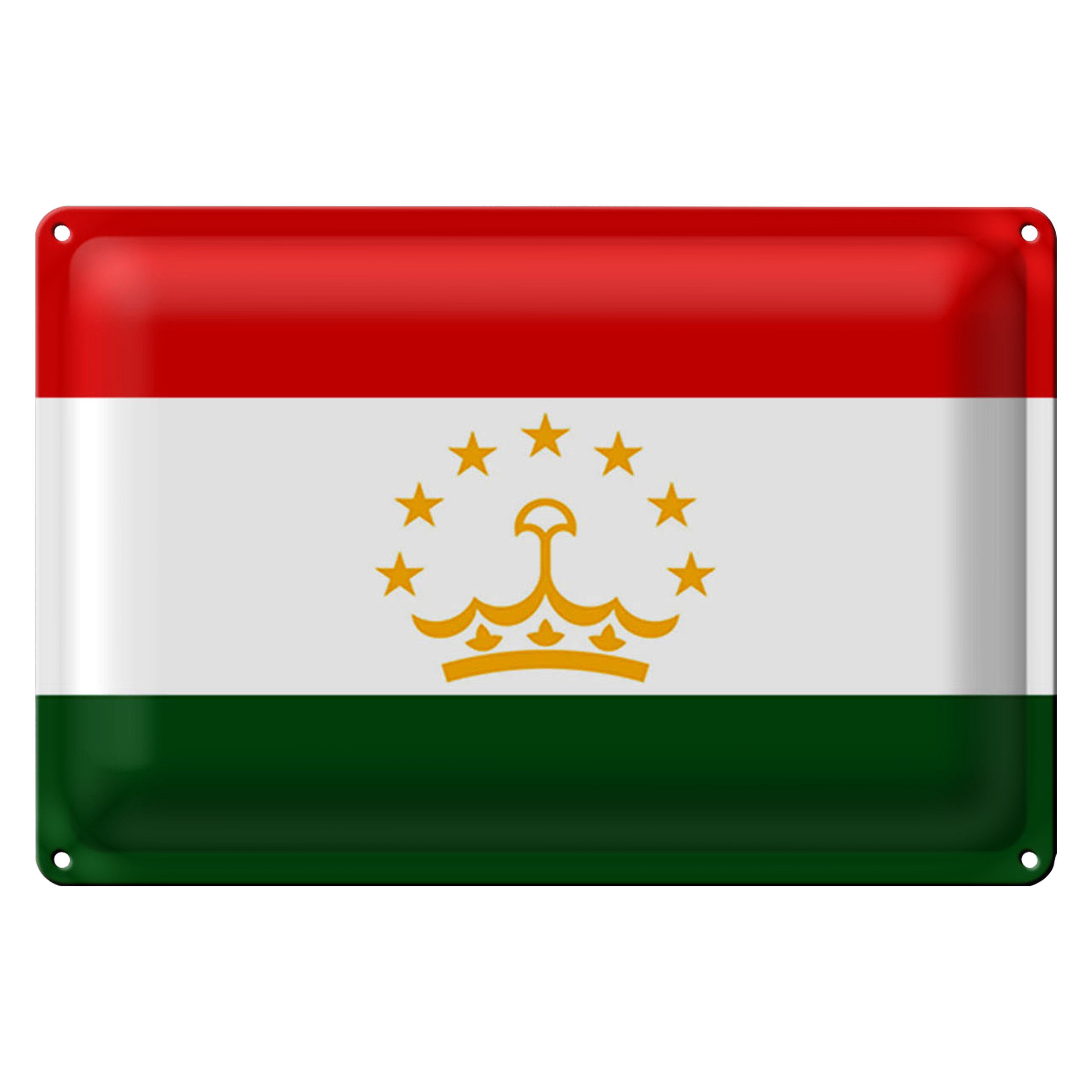 Roomando Metallschild Flagge Tadschikistan 18x12cm Flag of Tajikistan
