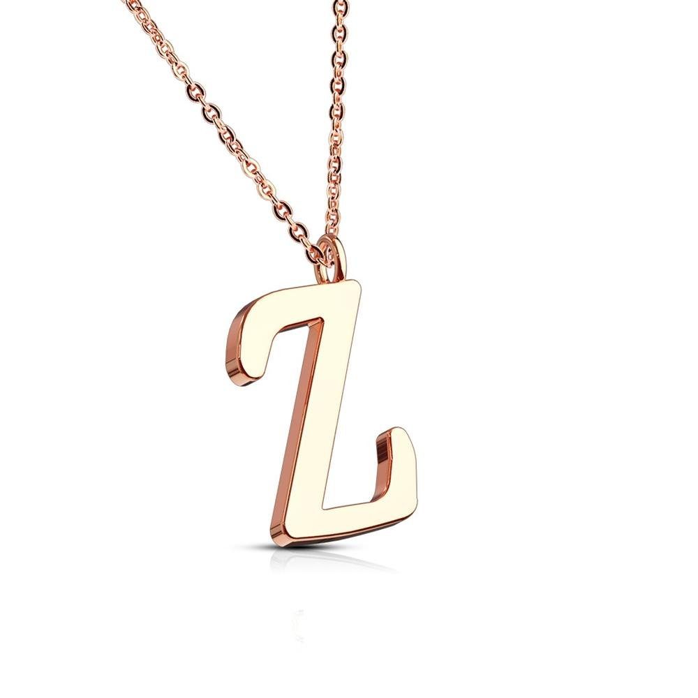 BUNGSA Ketten-Set Kette Buchstaben Anhänger Rosegold aus Edelstahl Damen (1-tlg), Halskette Necklace Z | klar