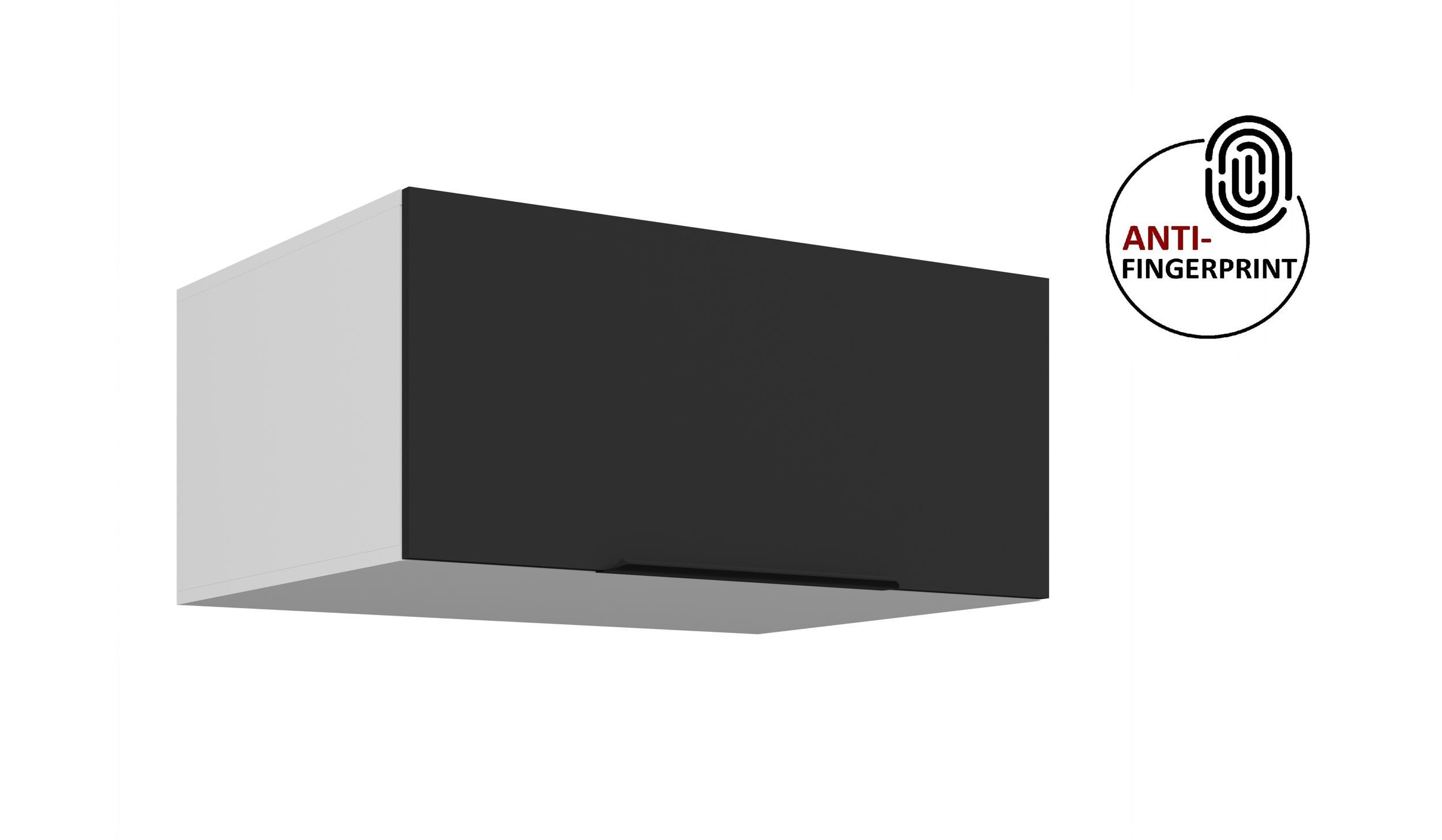 Küchen-Preisbombe Aufsatzschrank 80 cm Küche ARIA Schwarz matt Küchenzeile Küchenblock Anti Fingerprint