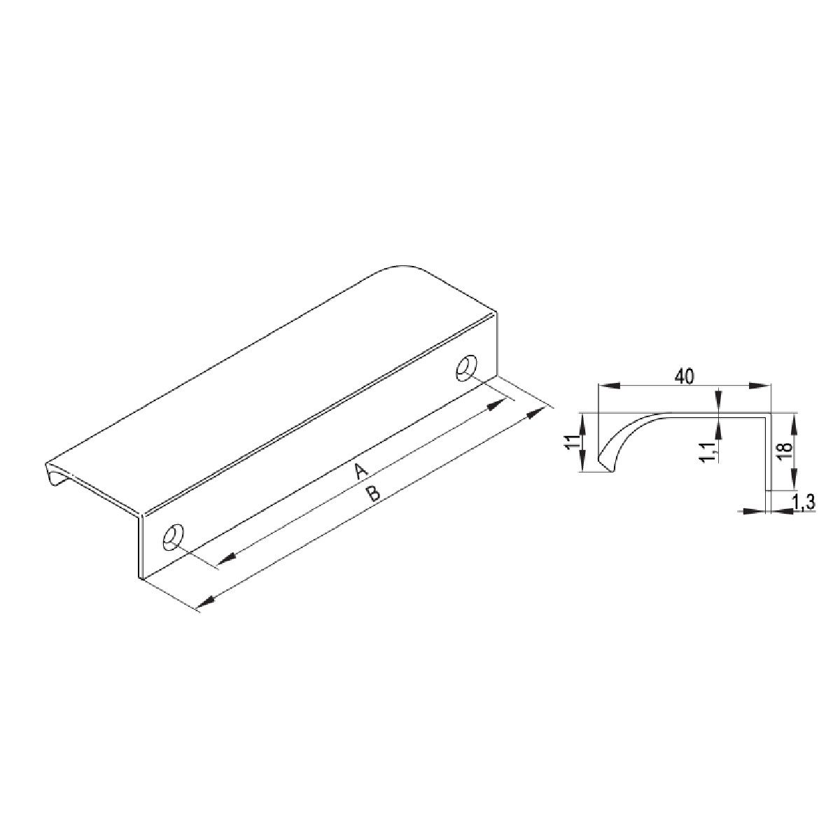 Prima-Online Möbelgriff Möbelgriff Griffleiste Aluminium Gold gebürstet 52-1200mm Küchengriff