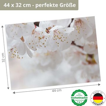 Platzset, Tischset Frühling, Ostern & Blumen - Weiße Blüten, Tischsetmacher, (aus Naturpapier in Aufbewahrungsmappe, 12-St., 44 x 32 cm / weiß), Made in Germany