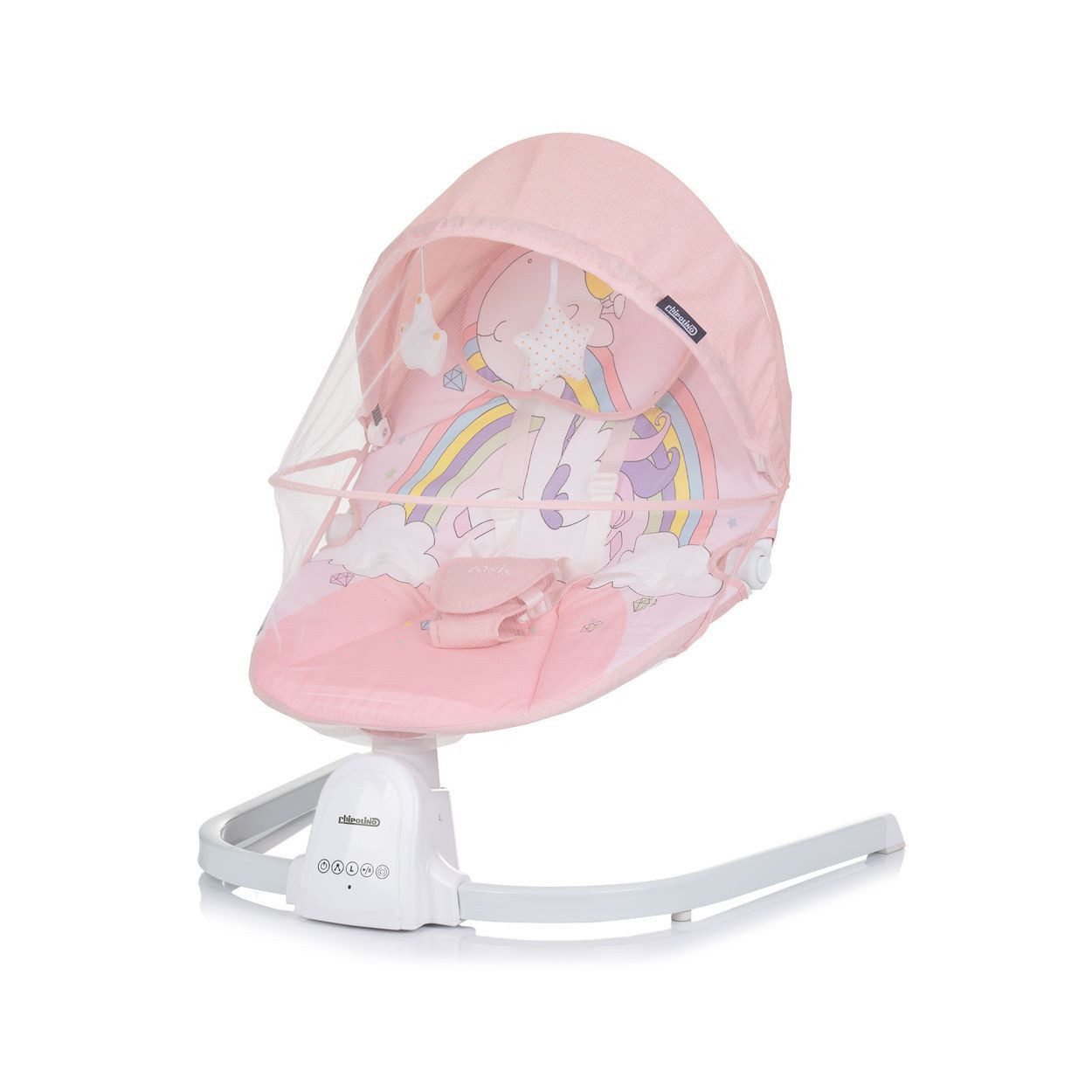 Chipolino Babywippe Babywippe Oasis Fernbedienung, Timer, Moskitonetz, Gurt, Plüschtiere