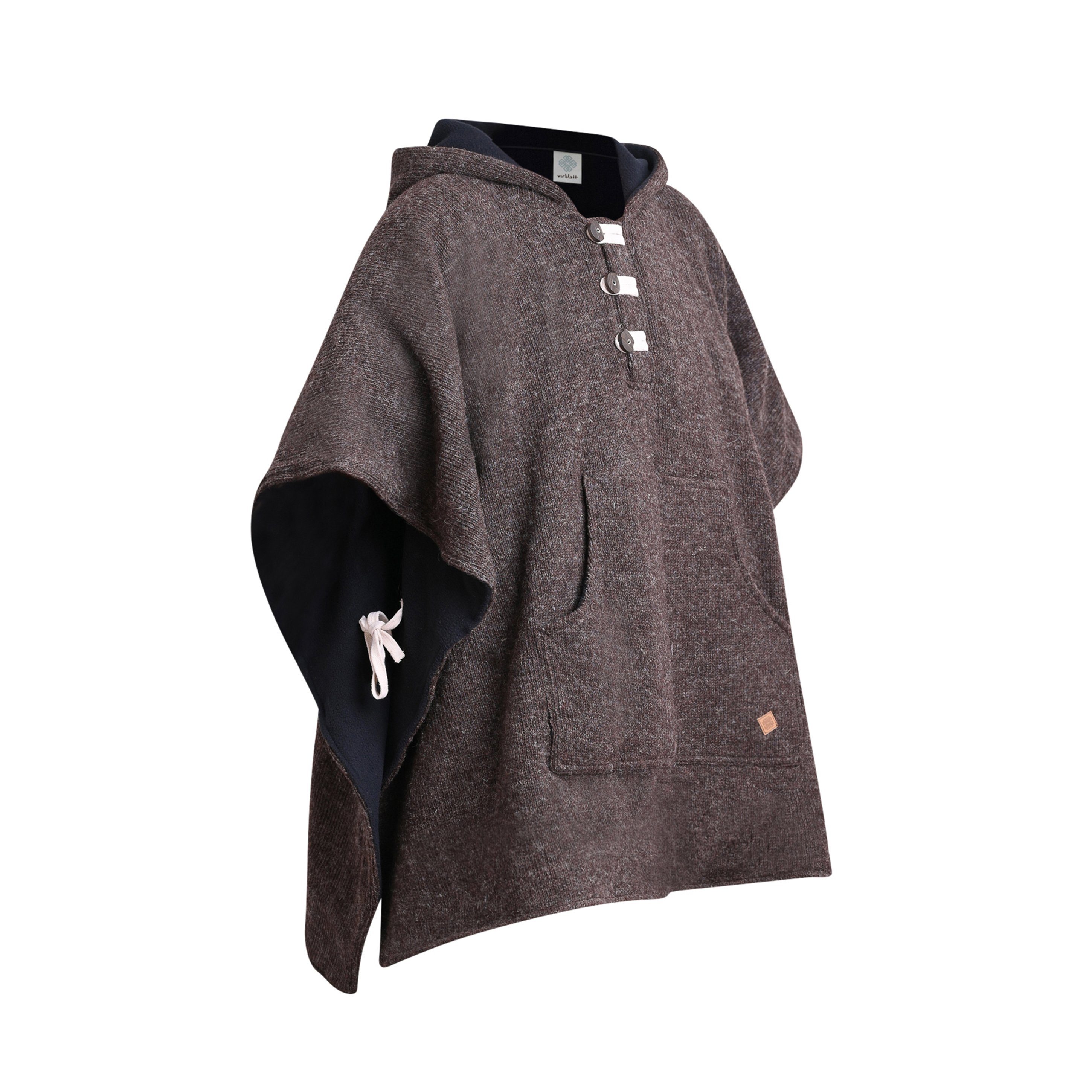 virblatt Fleeceponcho Poncho Herren Wolle & Poncho Damen, Wolle & Fleece, Poncho Winter mit Kapuze und warmem Futter