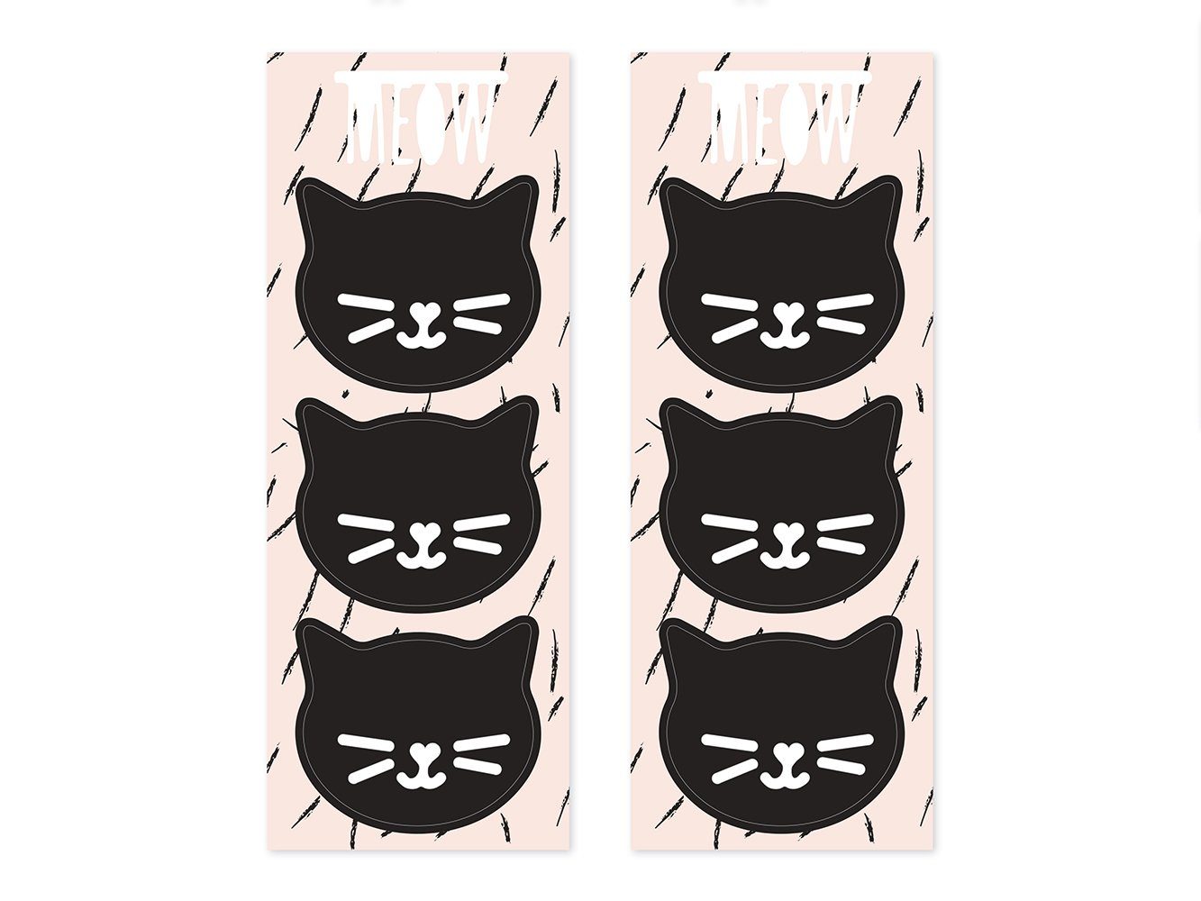 rosa schwarz Katzen Set 6er Aufklebern mit Papiertüten partydeco Papierdekoration,