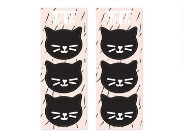partydeco Papierdekoration, Papiertüten mit Katzen Aufklebern 6er Set rosa schwarz