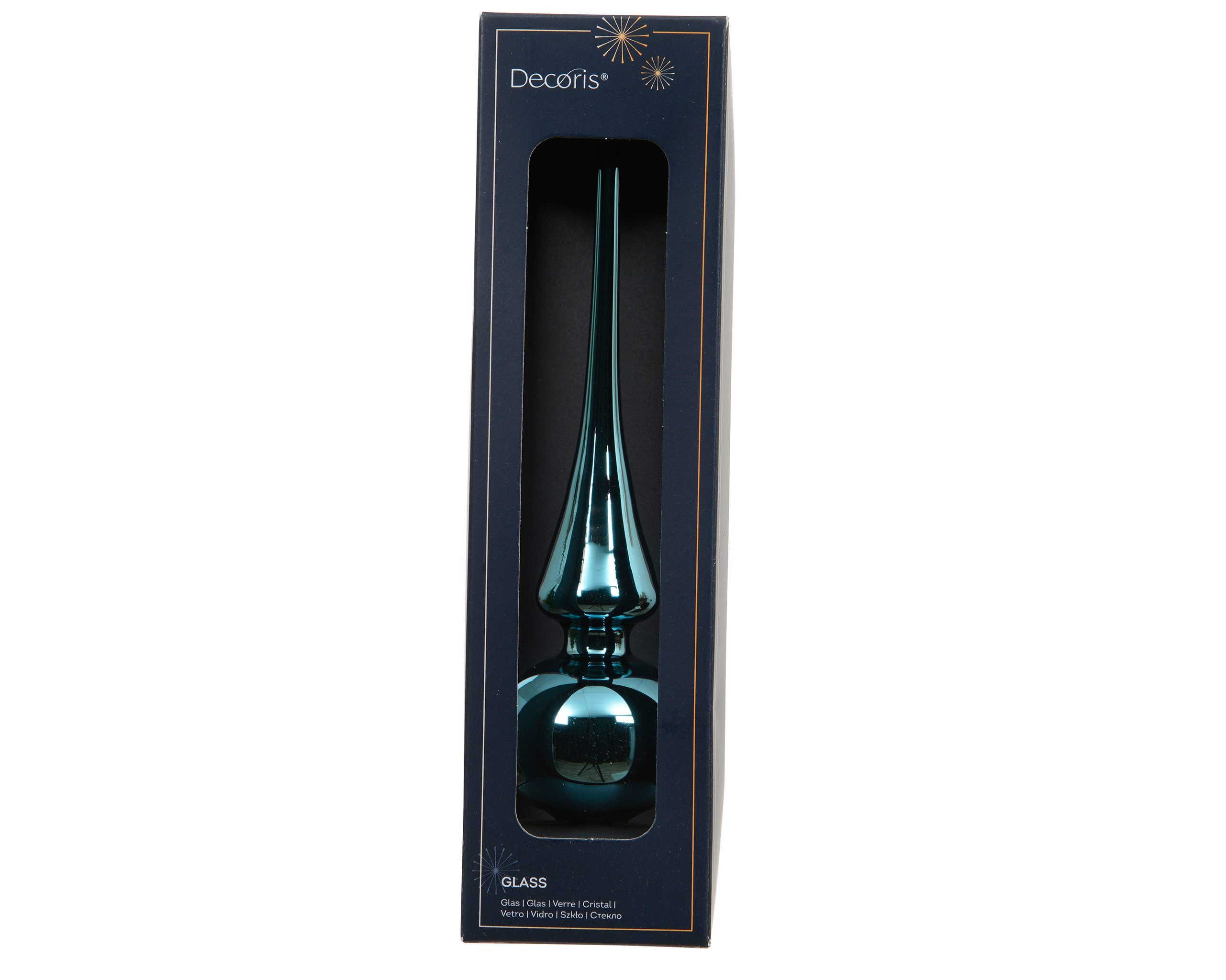 Kaemingk Christbaumspitze, Christbaumspitze Glas 26cm - Folkloreblau glänzend