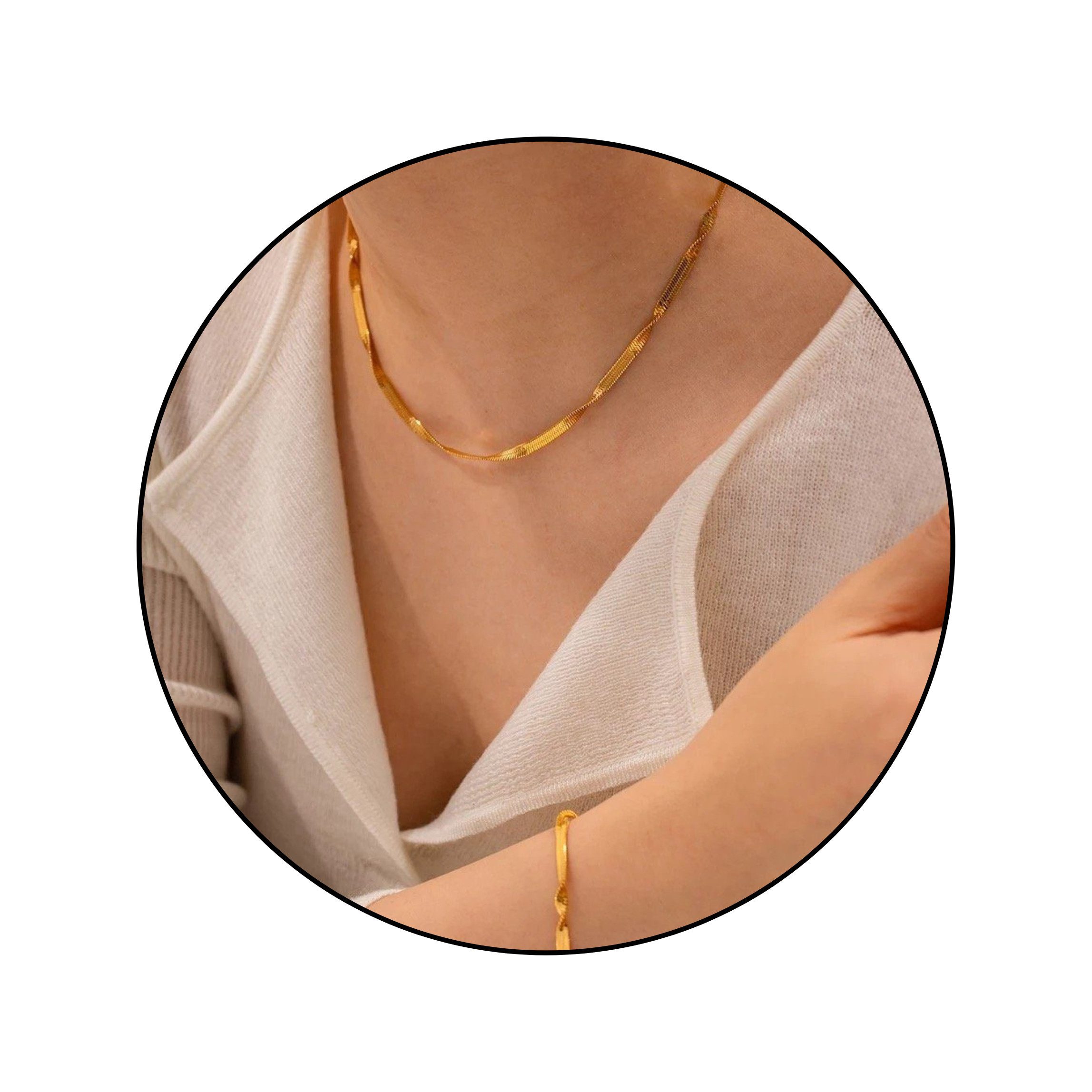 Ketten und Armband Set Edelstahl Schlangenketten-Set Schmuck Halskette Armband