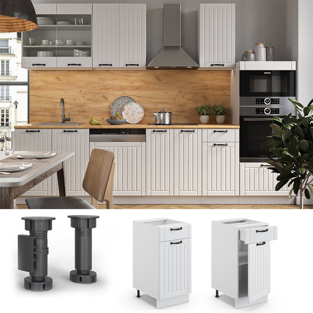 Vicco Unterschrank Fame-Line, Weiß Landhaus/Weiß, 40 cm ohne Arbeitsplatte (1-St)
