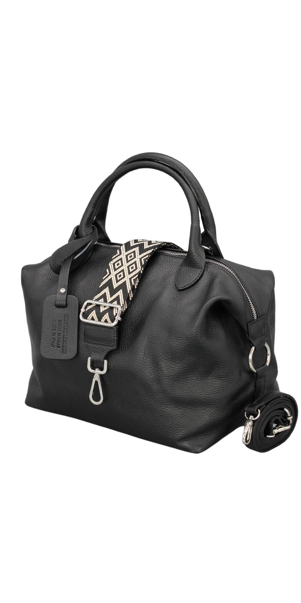 Adel Bags Schultertasche BIANCA Umhängetasche für Damen, Schultertasche Handtasche Echtleder, hergestellt in Italien, mit 2 Riemen
