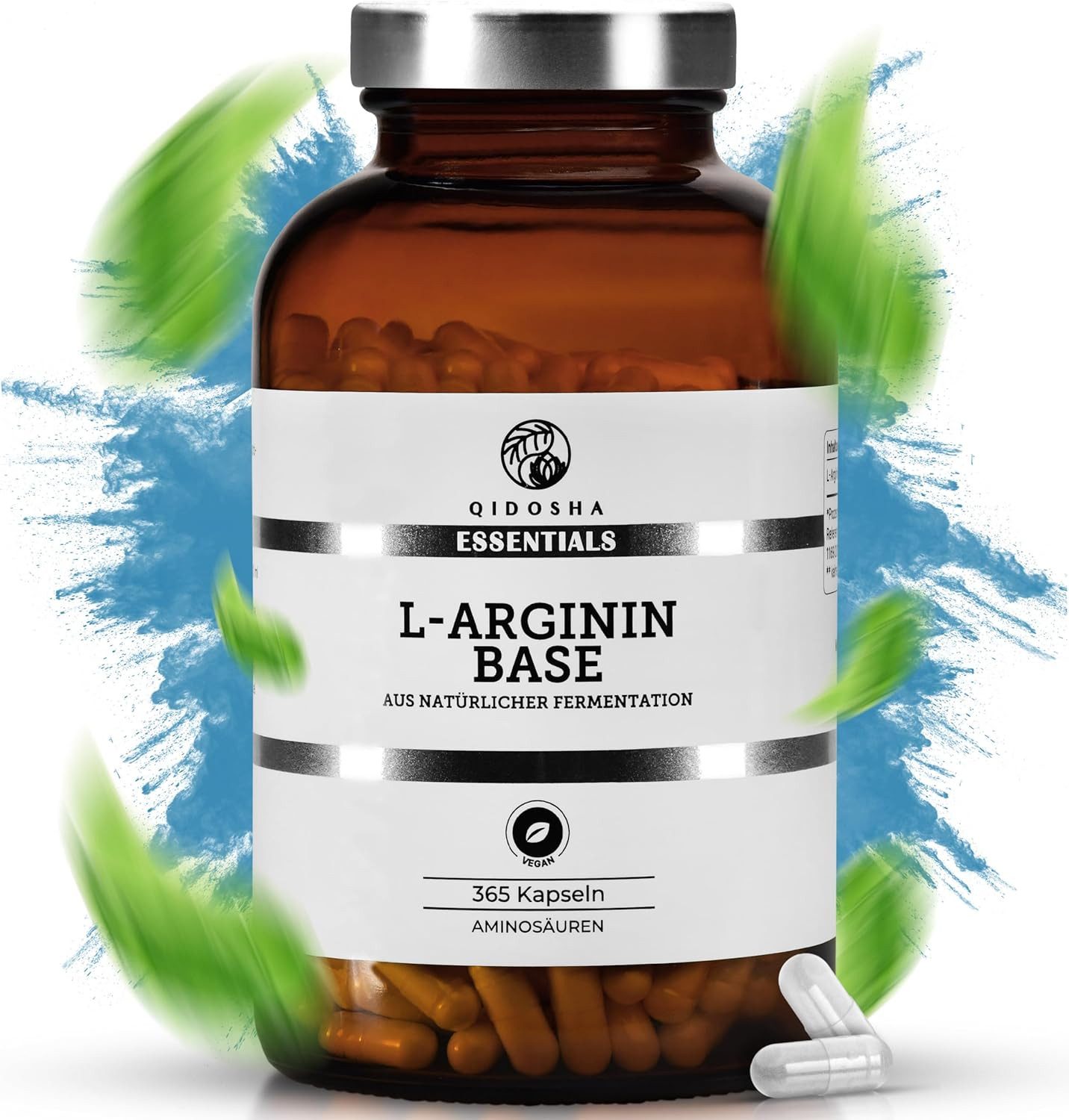 QIDOSHA L-Arginin Base Kapseln, 365 St., 217.5 g, L-Arginin Base