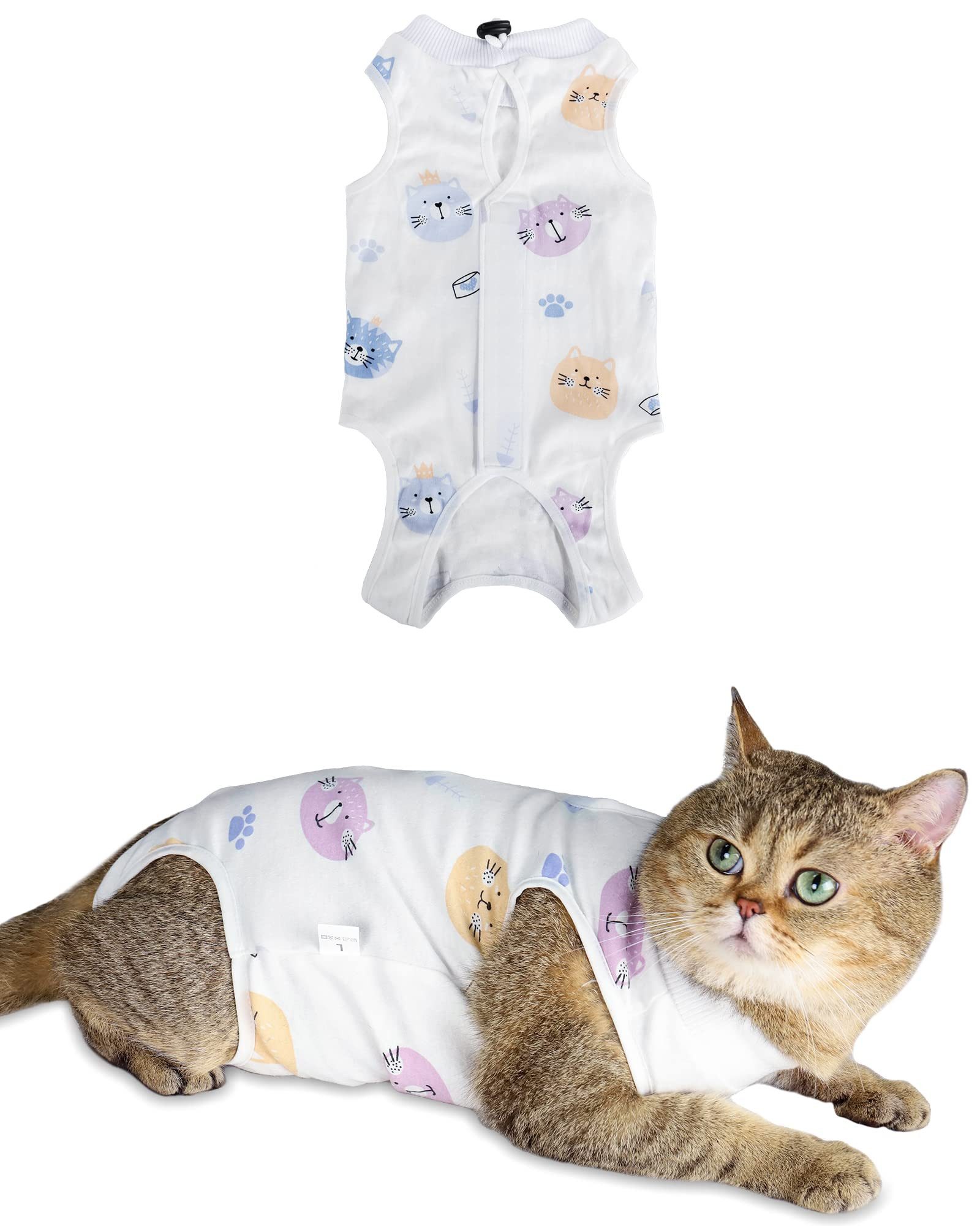 Ledander Tiermantel Katzen-Recovery-Anzug für Spay Bauchverletzungen Weiblich, Onesie, für nach der Operation, Chirurgie-Recovery-Anzug Kätzchen-Onesie