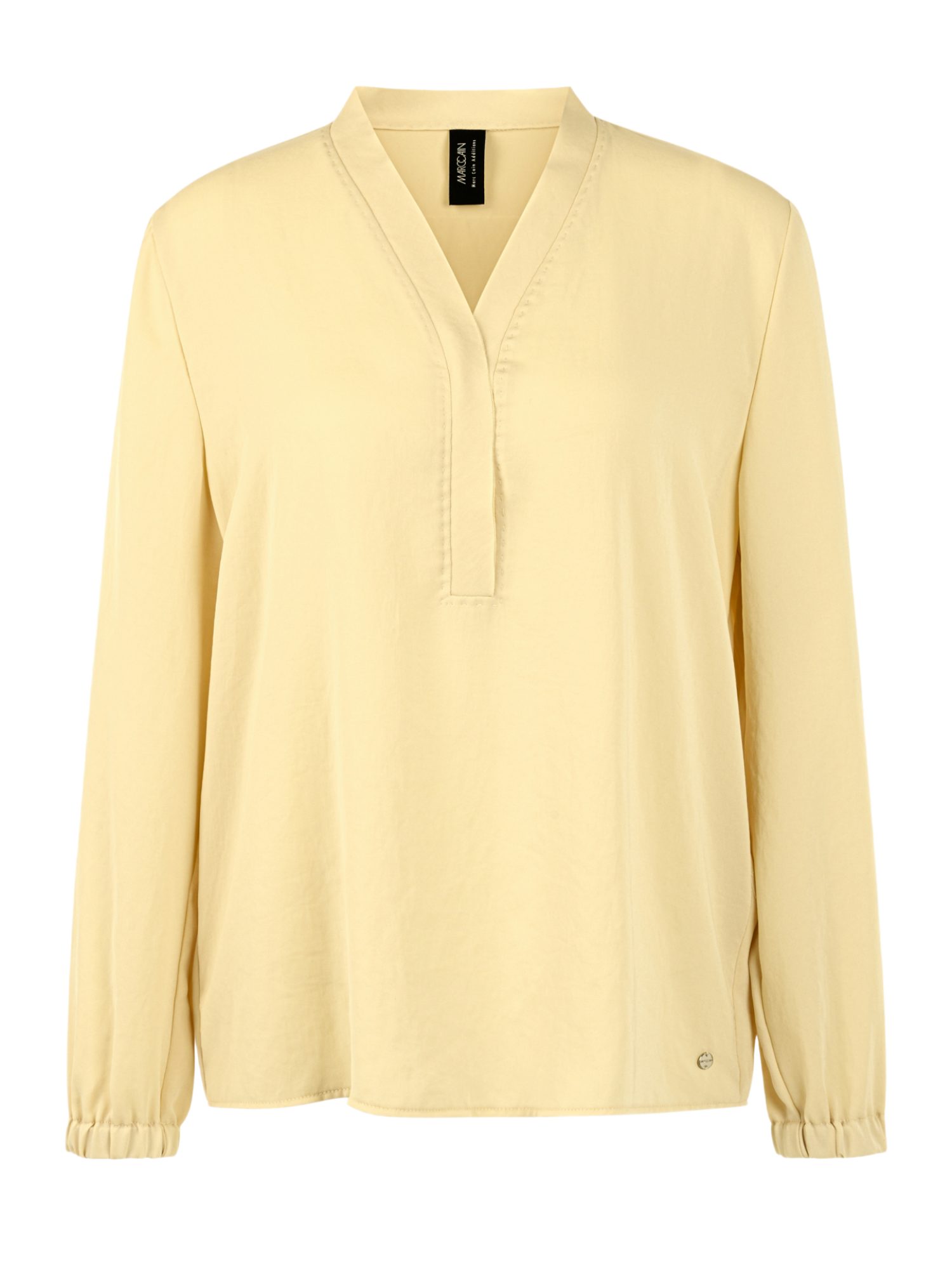 Marc Cain Langarmbluse AA.1 - S - Seasonal Colours I gelb,Basic,Polyester,Unifarben,V-Ausschnitt,Lang,Regular Fit
