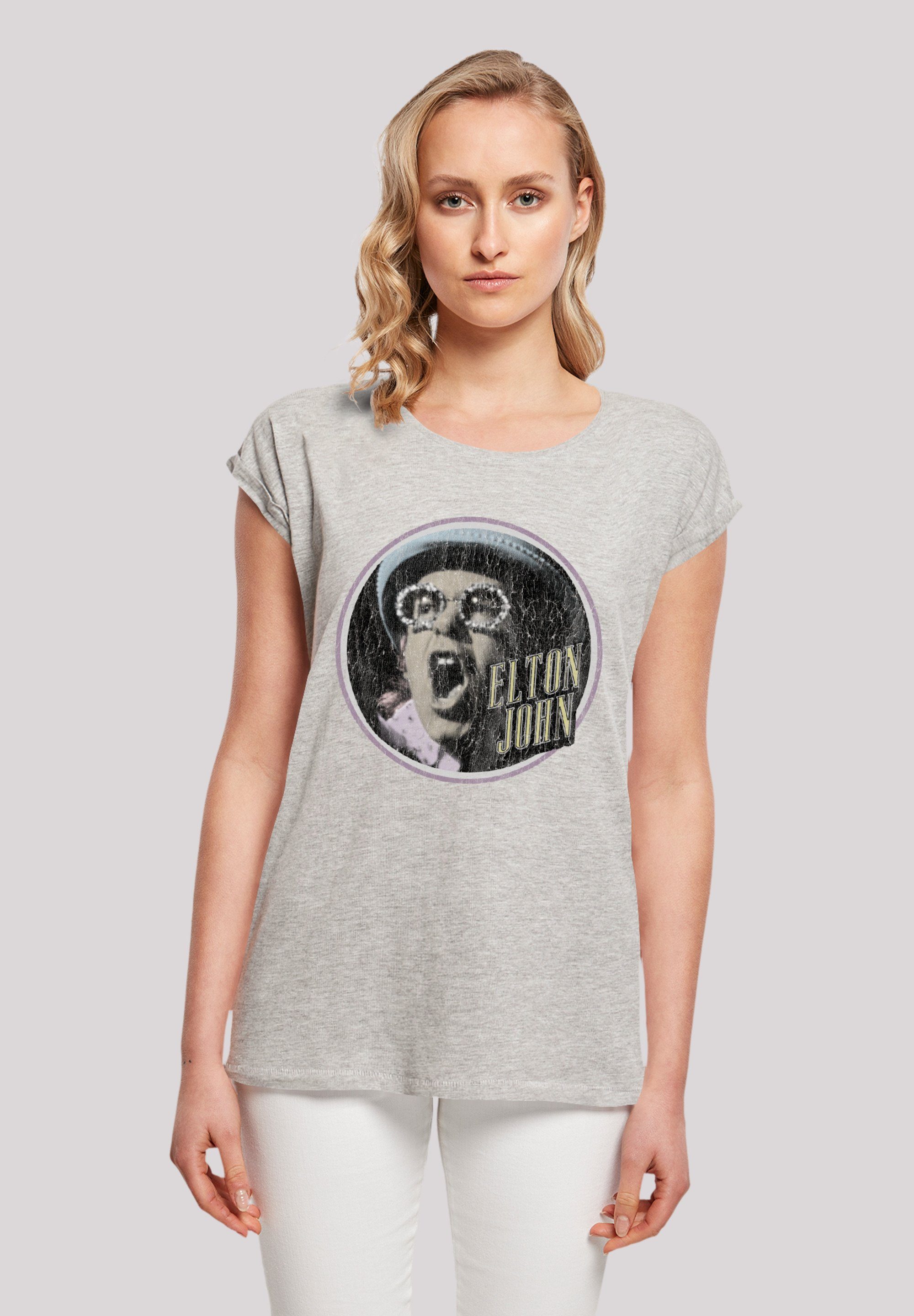 Premium Vintage Qualität John grey heather Circle T-Shirt Elton F4NT4STIC