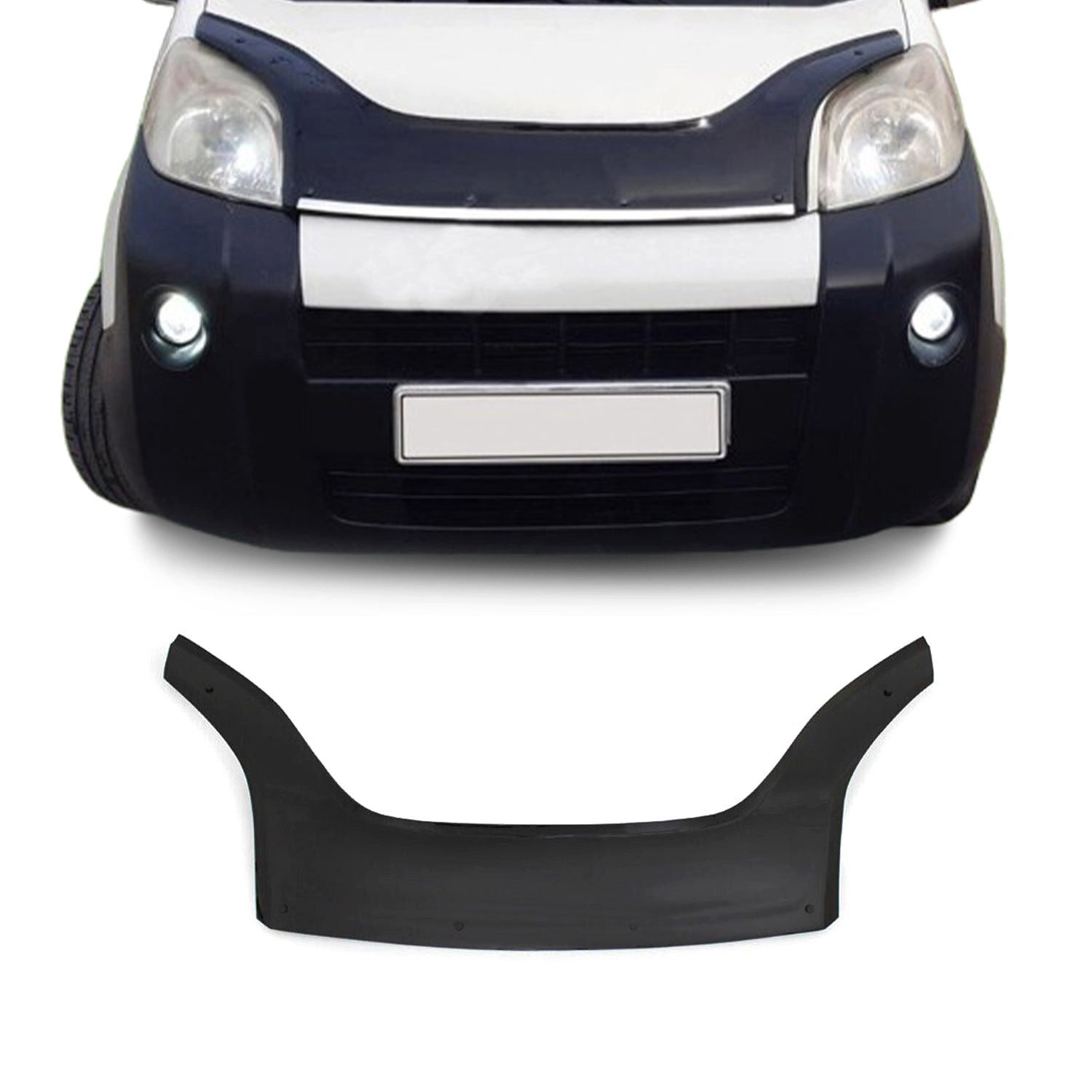 OMAC Lüftungsgitter Motorhaube Deflektor für Fiat Qubo 2007-2021 Dunkel (1 St), Luftabweiser, Abweiser, Schneeschutz, Langlebig,Einfache Montage