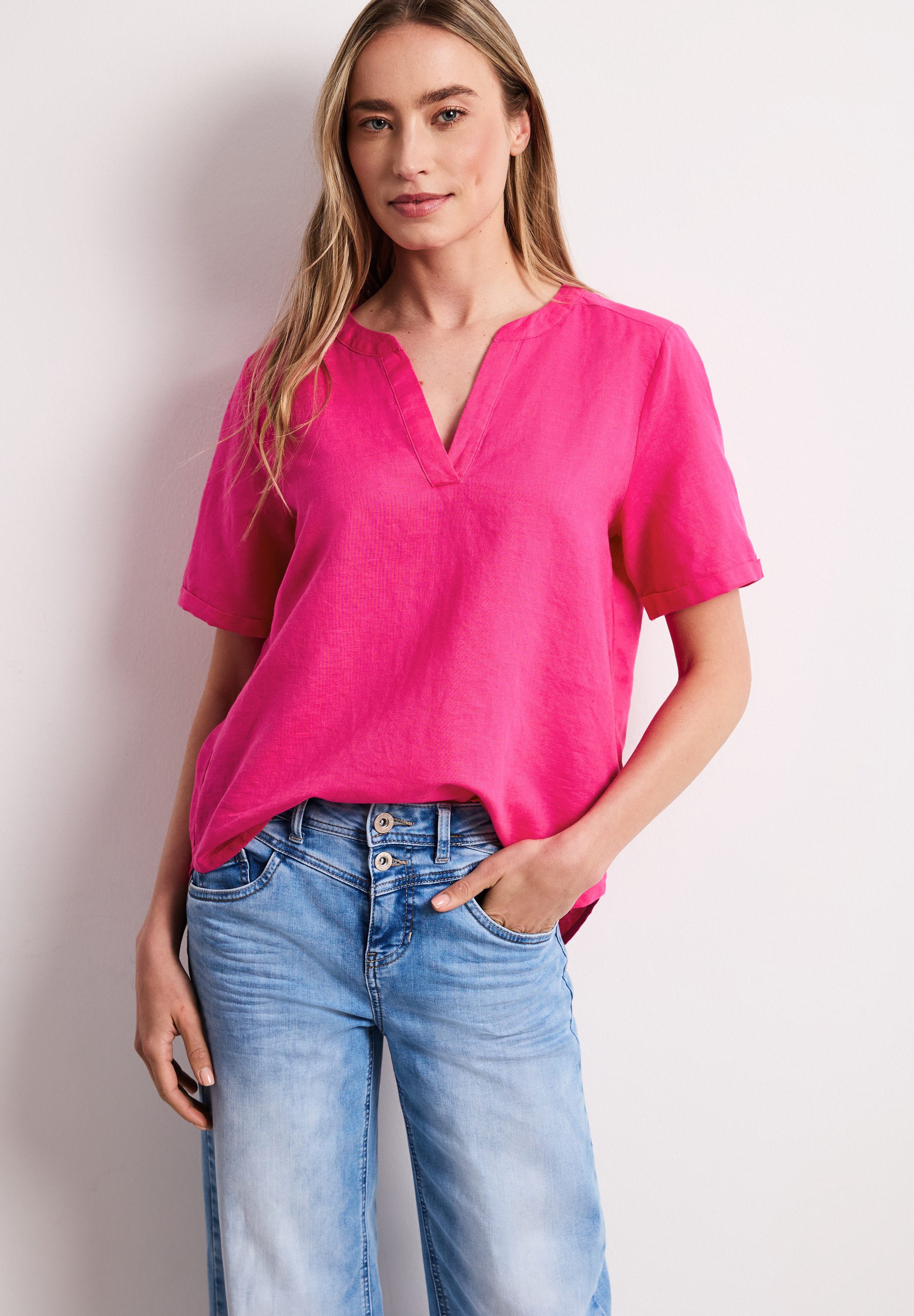 STREET ONE Shirtbluse mit Leinenanteil