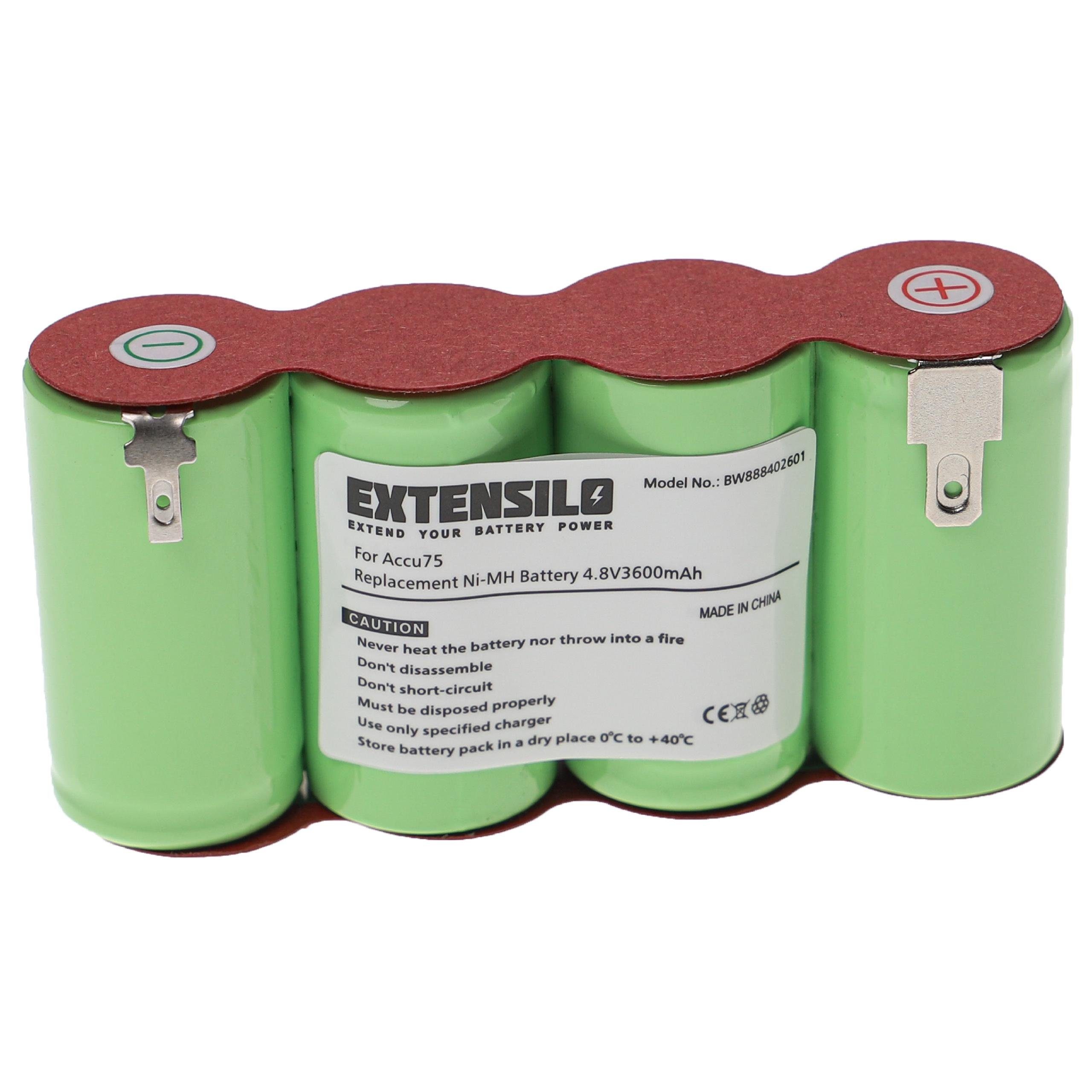 Extensilo kompatibel mit Gardena Accu75 (8802) Akku NiMH 3600 mAh (4,8 V)