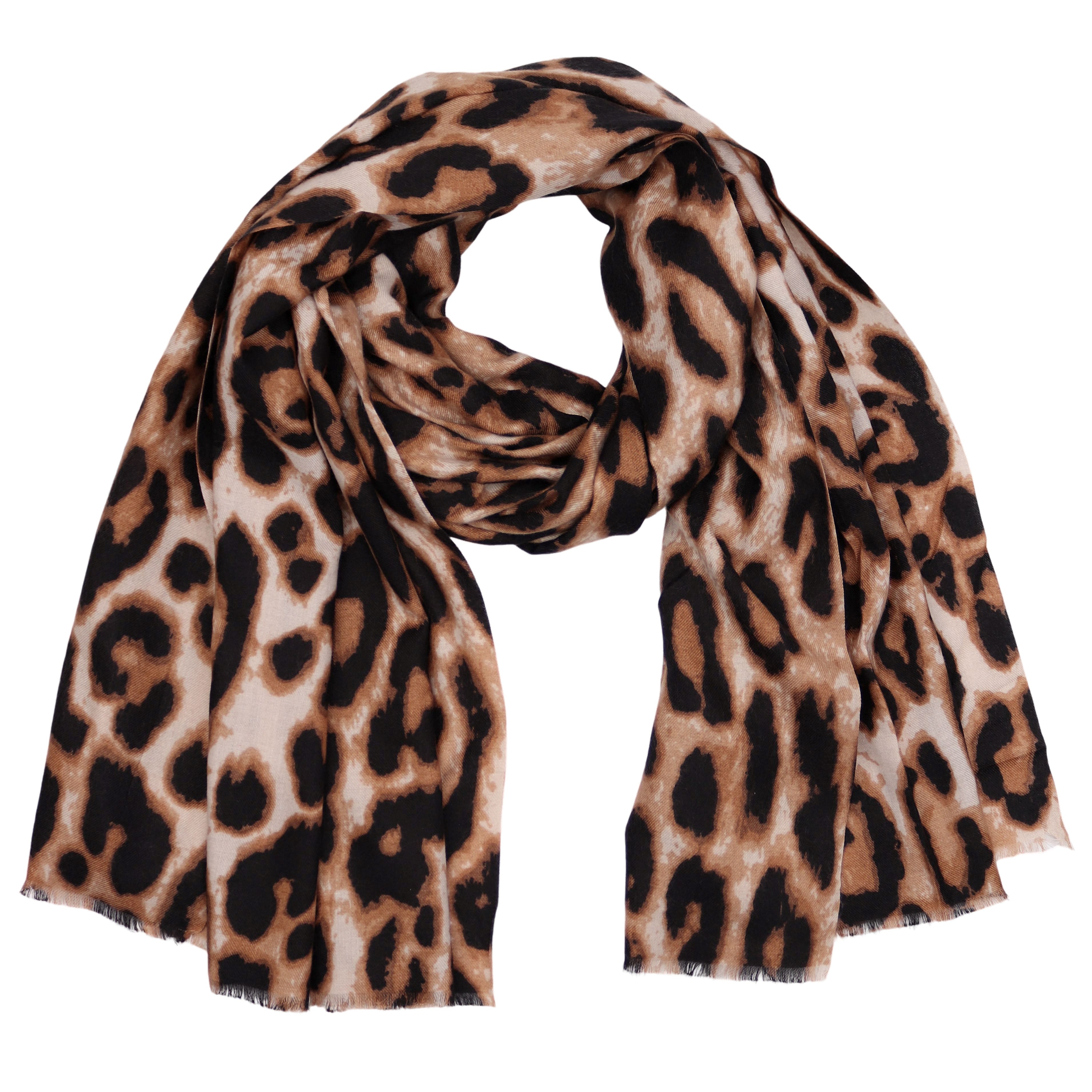 MIRROSI Modeschal weicher und warmer Schal Leo Leopard mit Fransen, 90x180cm, (Neue Kollektion Herbst/ Winter 2025), Paisley Muster Damen Halstuch ideal für Herbst und Winter