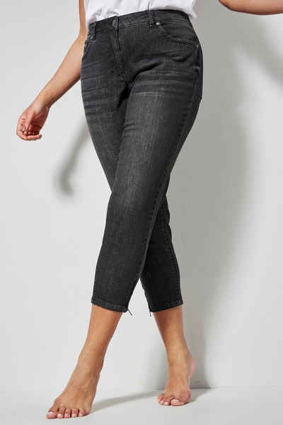 Dollywood Röhrenjeans 7/8-Jeans Slim Fit 5-Pocket Saumzipper
