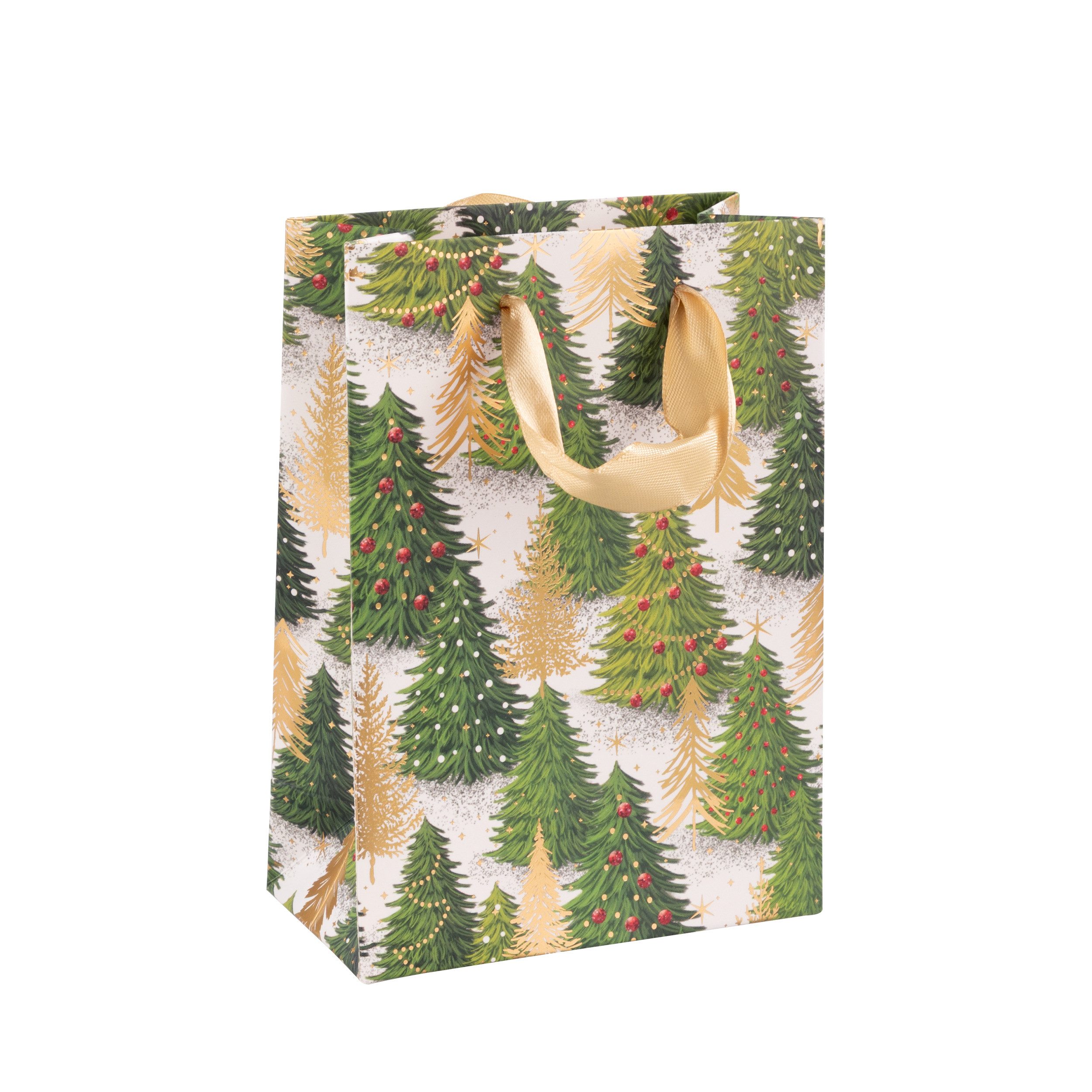 Idena Geschenkpapier Idena Bundle Geschenktaschen Tanne grün/gold 16x11,5x6cm 10 Stück – Bild 2 von 5