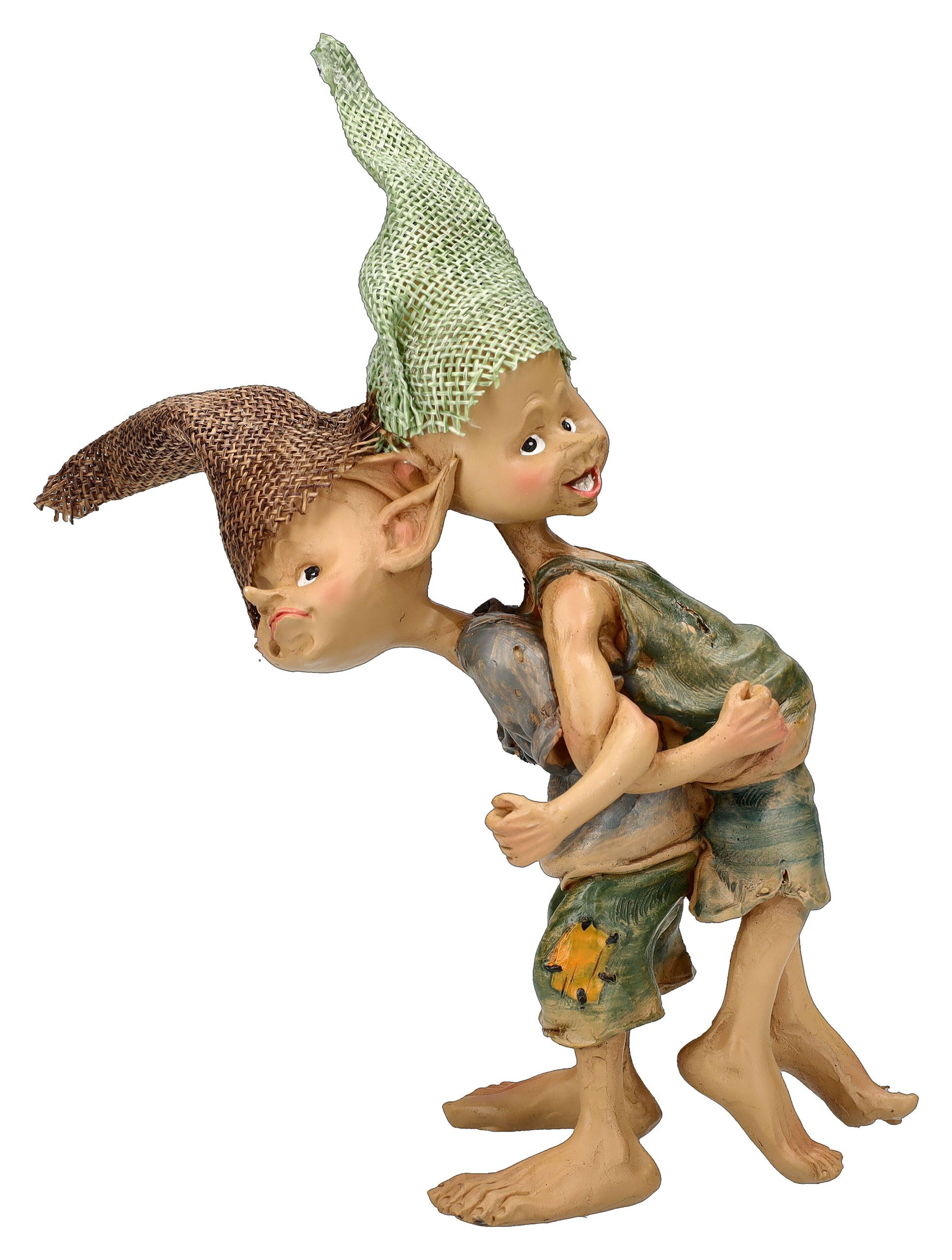 Dekofigur Pixie Kobold Figur - Rücken einrenken - Sport spielen Dekofigur Deko