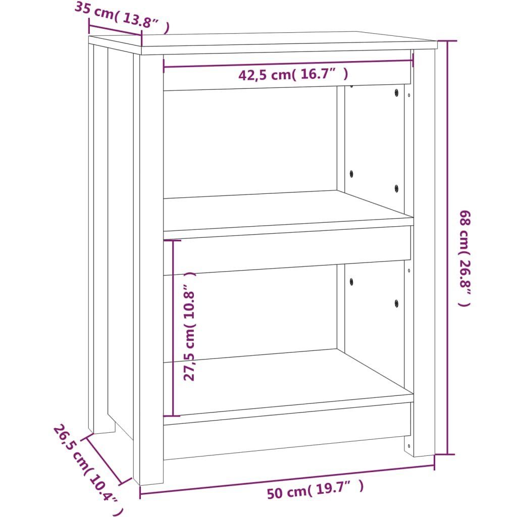 cm Schwarz Kiefer 50x35x68 furnicato Bücherregal Massivholz