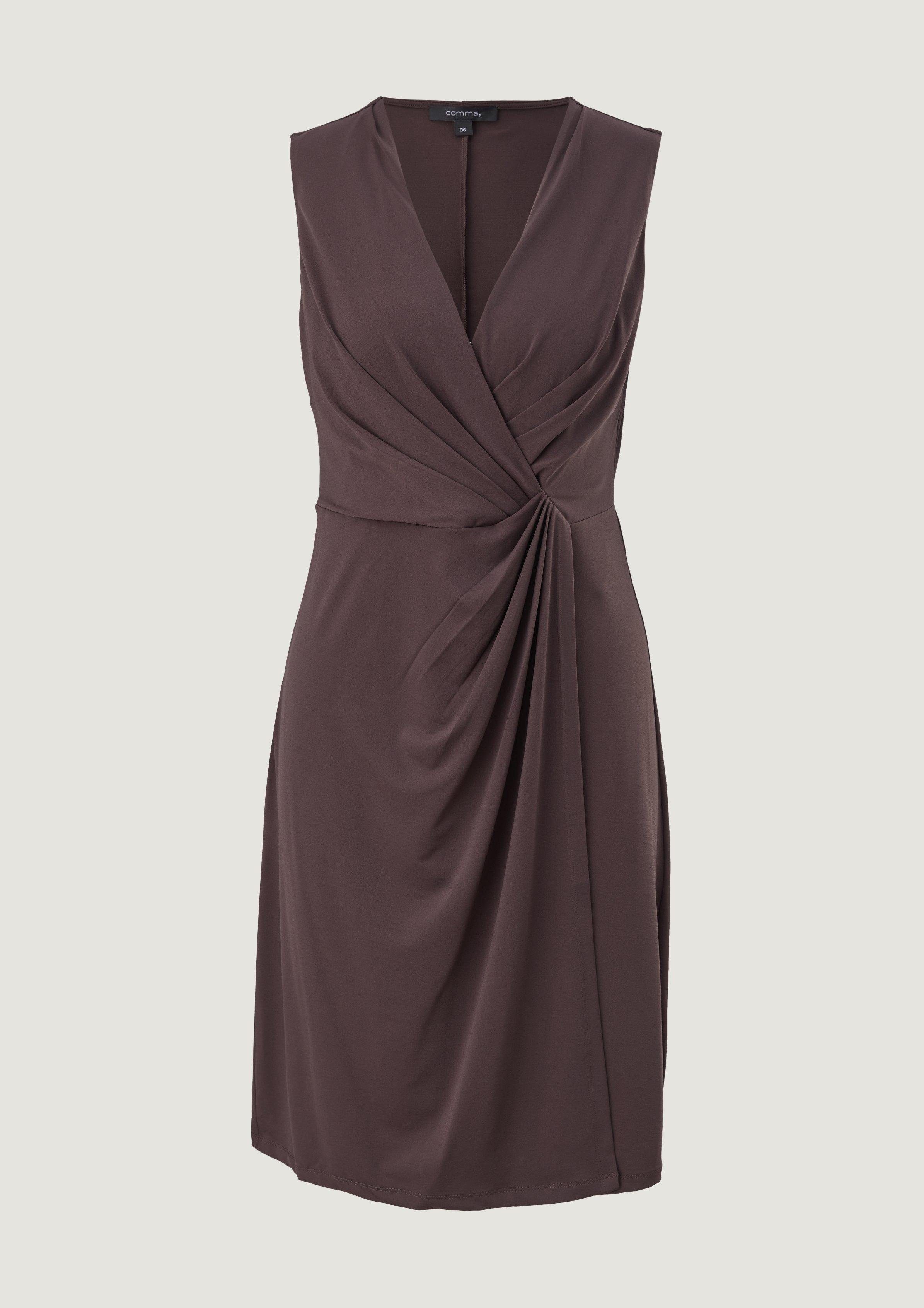 Comma Minikleid Midikleid in Wickel-Optik chocolate brown