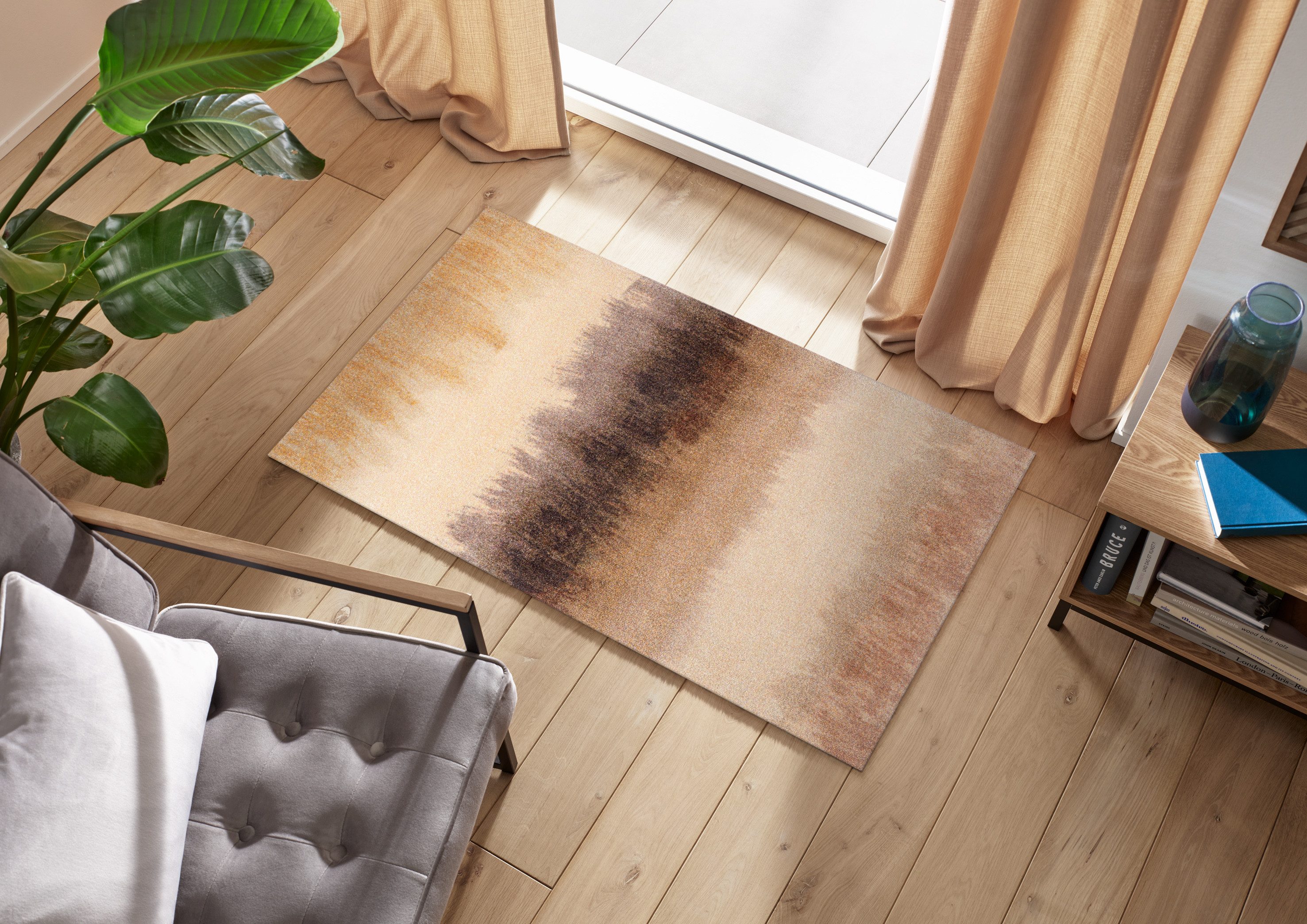 wash+dry by Kleen-Tex Teppich Bronze Bands, rechteckig, Höhe: 9 mm