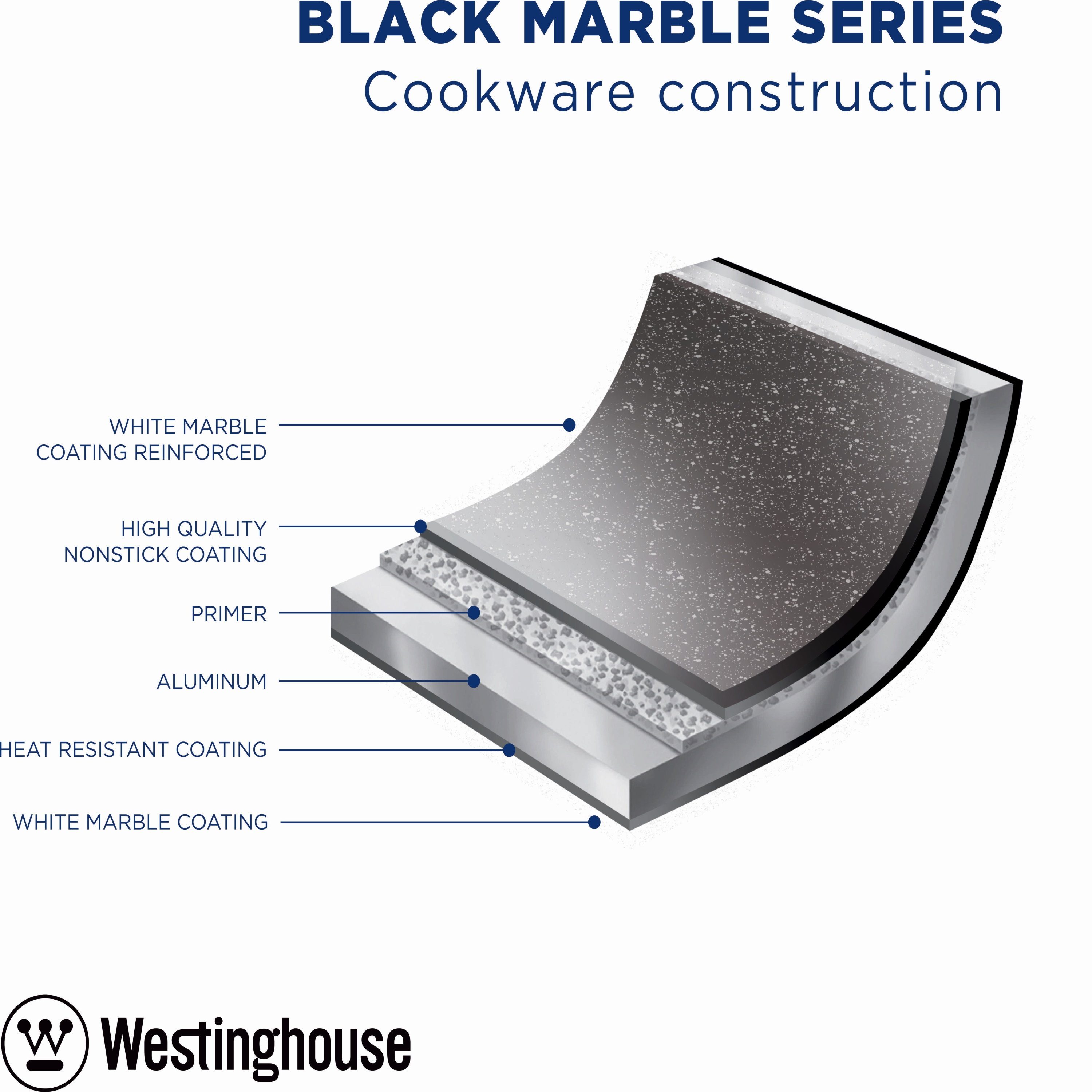 Westinghouse Glasdeckel Induktionsgeeignet, Schmorpfanne Marble, Black Aluminium,