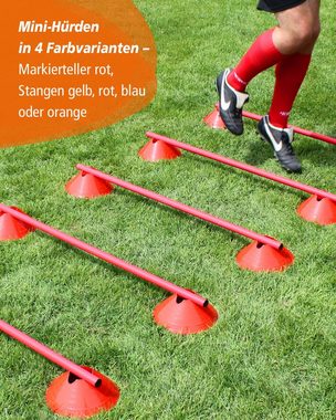 Superhund Agility-Hürde Mini-Hürden 5er Set mit Roten Markiermulden Stange 100 cm Farbe Rot, Stangen und Markiermulden sind aus Kunststoff., Die Markiermulden sind flexibel und bruchfest.