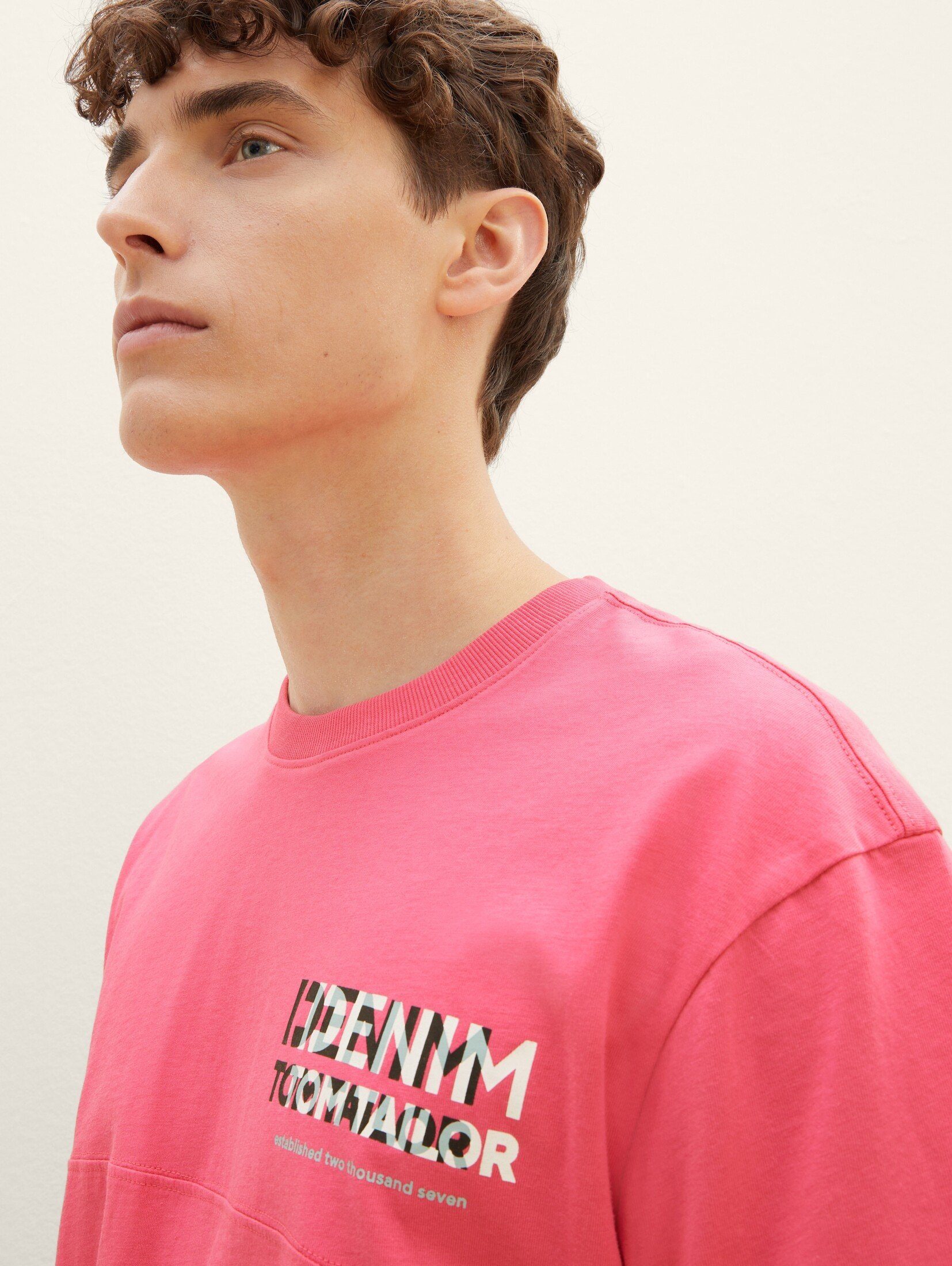 pink TAILOR T-Shirt T-Shirt flame Denim TOM flashy mit Bio-Baumwolle