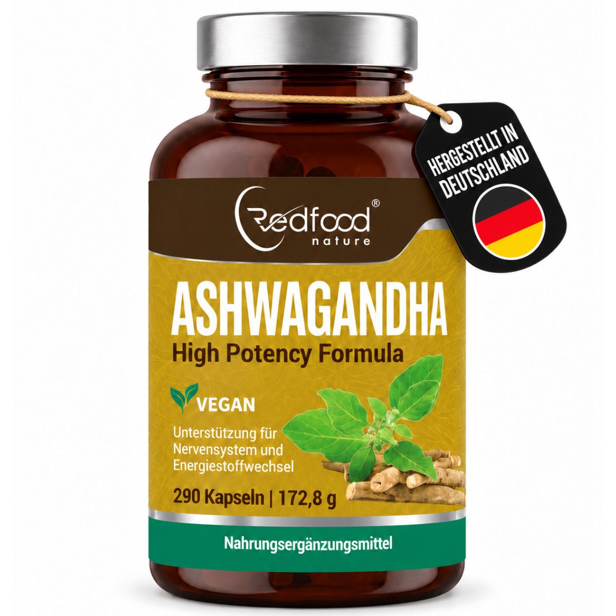 Redfood Bio Ashwagandha 290 Kapseln Kapseln, 1 er 200 St., 172,8 g
