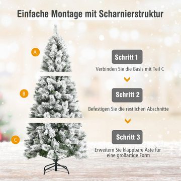 COSTWAY Künstlicher Weihnachtsbaum »180 cm verschneiter Tannenbaum«, mit Schneefall, 570 Zweigen & klappbarem Metallständer
