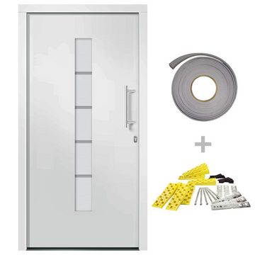 vidaXL Haustür Haustür Aluminium und PVC Weiß 100x210 cm Eingangstür Außentür Nebenei