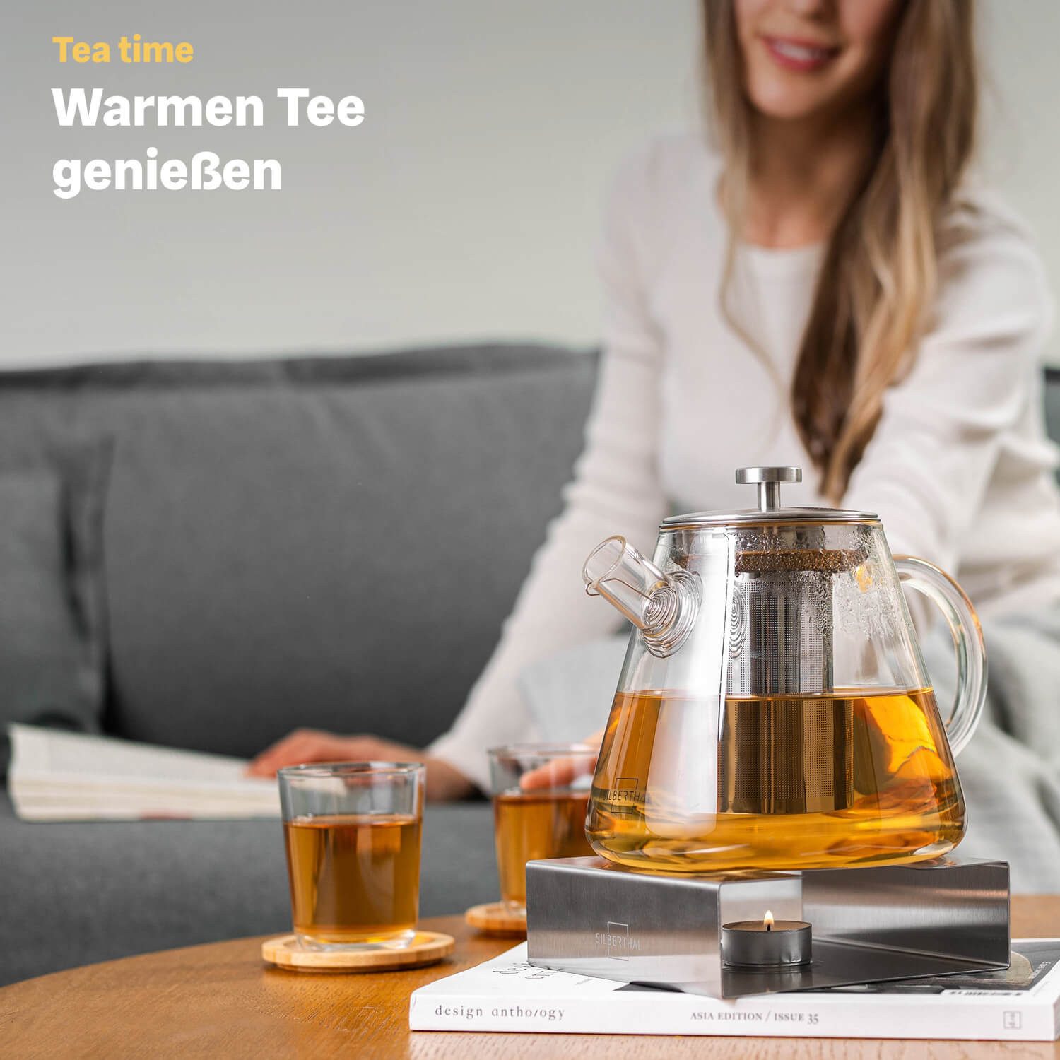 SILBERTHAL Teestövchen Stövchen aus Edelstahl, Mulde für Teelicht