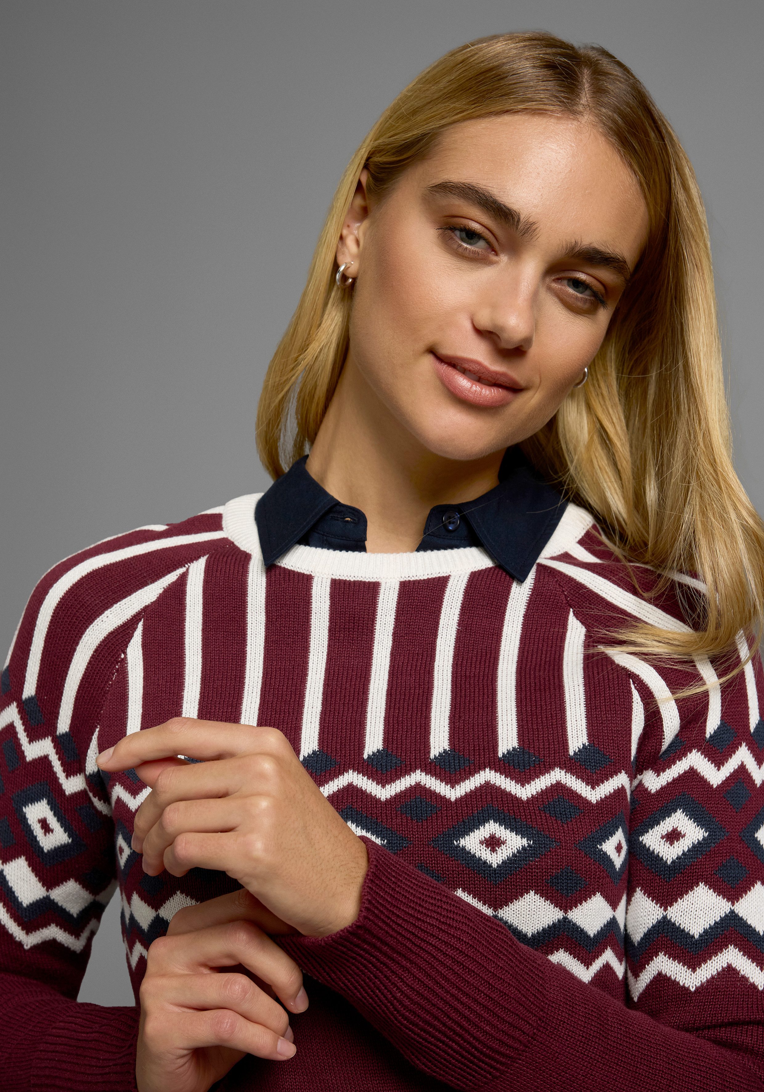 AJC Jacquardpullover mit Norwegermuster in verschiedenen Farbvarianten