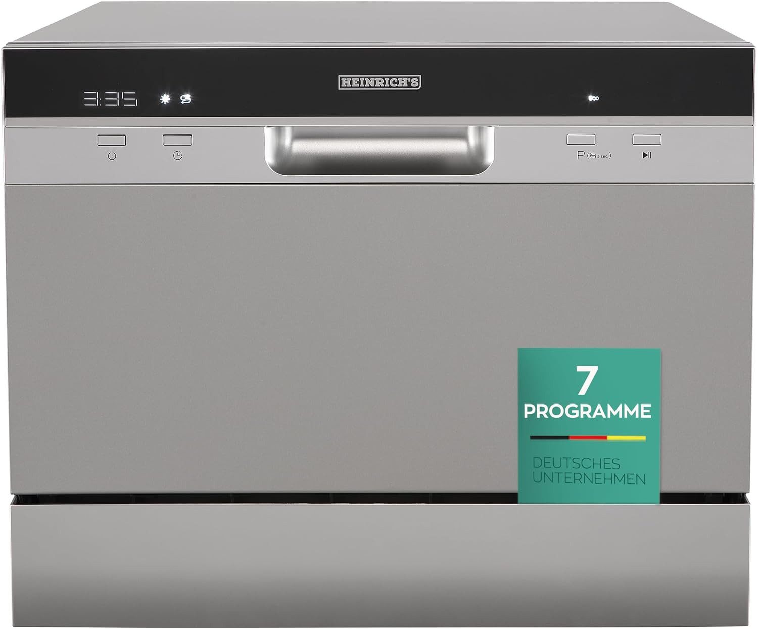 Heinrich´s Tischgeschirrspüler HTG 8840 Silber, 6,5L Wasserverbrauch, mit Wasseranschluss, klein