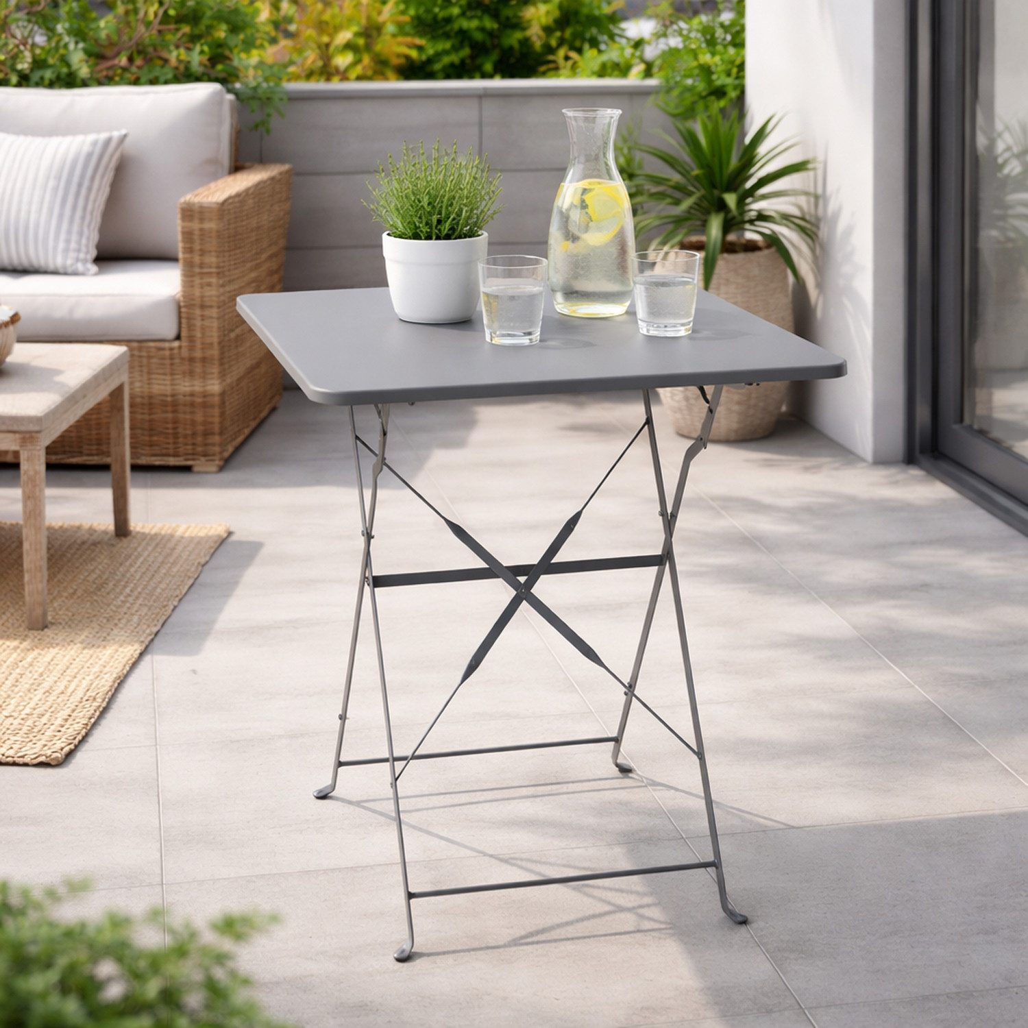 Mojawo Küchentisch Bistrotisch Klapptisch Campingtisch Balkontisch Anthrazit B60xH71cm