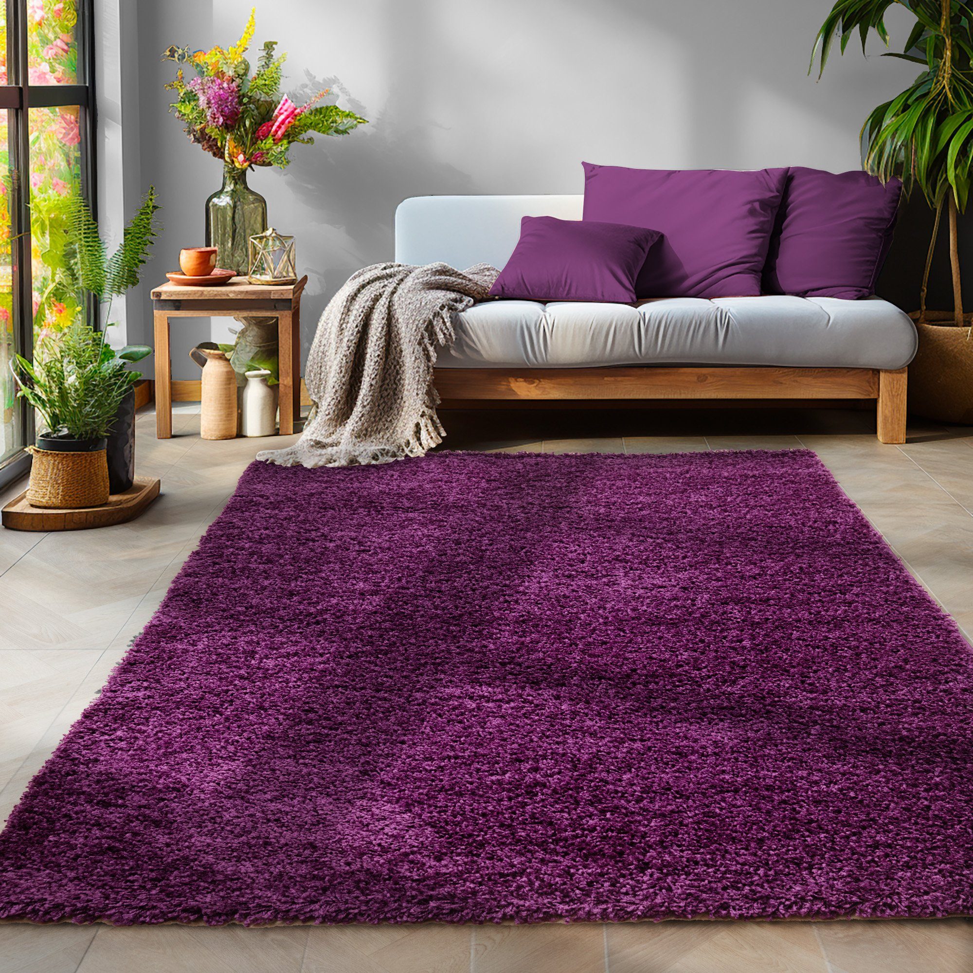 SIMPEX24 Teppich Unicolor - Einfarbig, Rund, Höhe: 30 mm, Einfarbig Shaggy günstig online kaufen