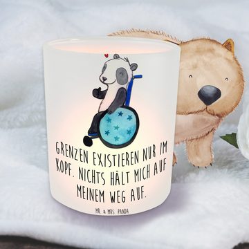 Mr. & Mrs. Panda Windlicht Panda Rollstuhl - Transparent - Geschenk, Teelichthalter, Kerzenglas, (1 St), Gemütlich