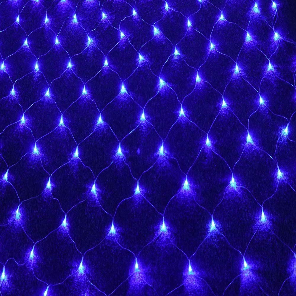 LED Lichternetz,Lichterkette Lichtervorhang Deko Weihnachten für Timer, mit Modi Zimmer LED-Lichternetz Fernbedienung Lichtketten mit Netz 8 Stecker Blau MUPOO 96-flammig,