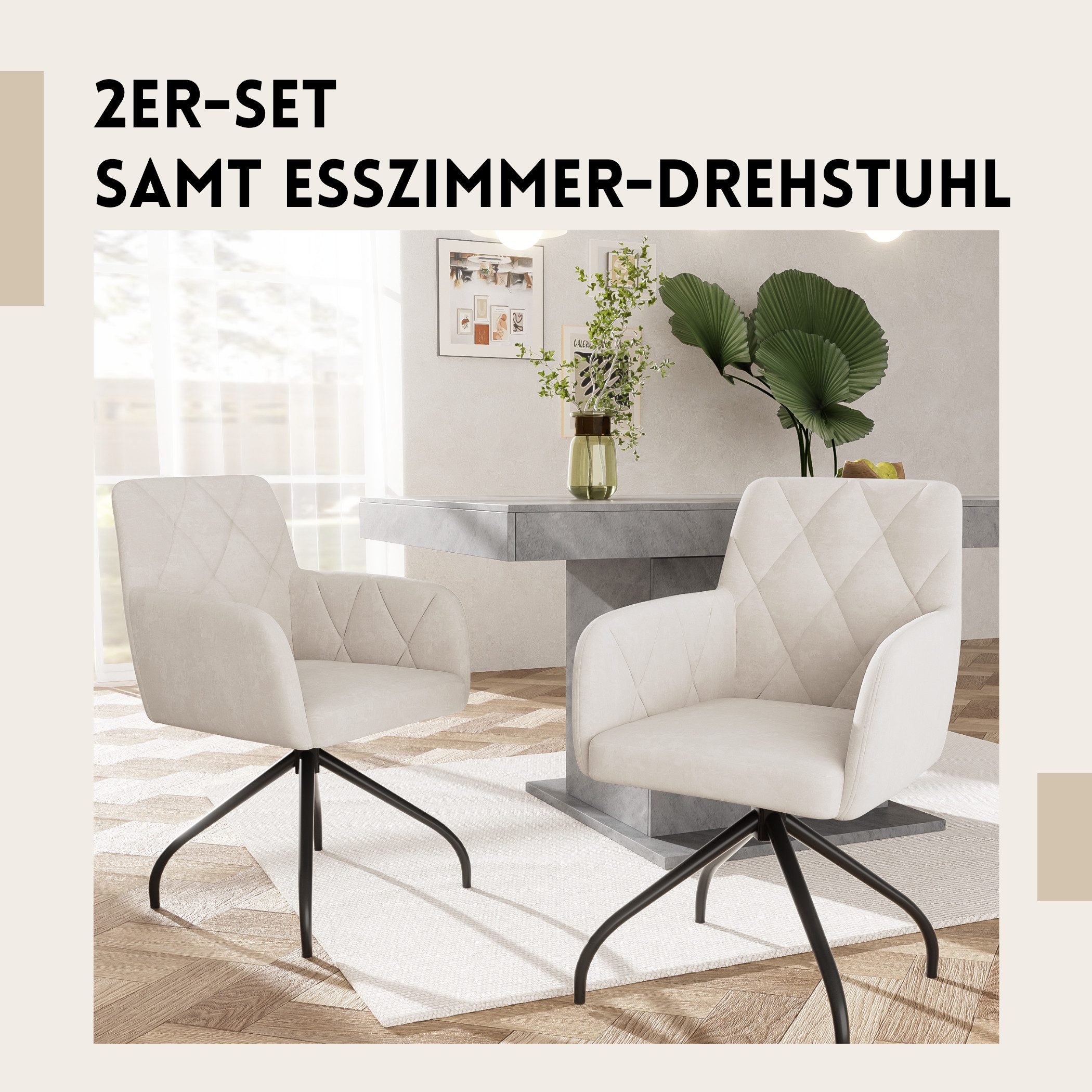 SeedWave Esszimmerstuhl Samt Esszimmer-Drehstuhl mit Armlehne, günstig online kaufen