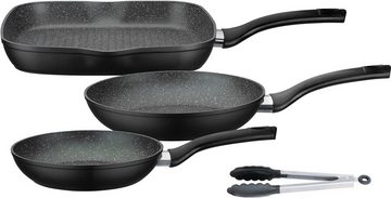 GSW Topf-Set Gourmet Granit, Gusseisen (Set, 6-tlg., 1x Bratpfanne Ø 20/24 cm, 1x Grillpfanne 28 x 28 cm, 1x Wok Ø 32 cm), Induktion