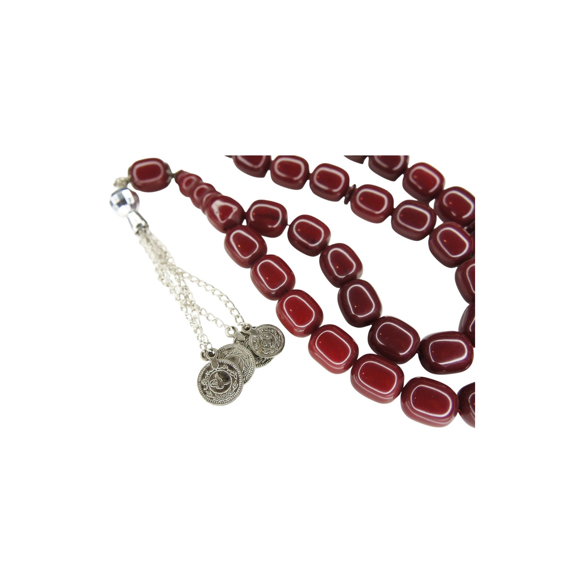 TesbihBid Kettenanhänger Osmanische Katalin Bakalite Gebetskette in Bordeaux (Bakalite Subha Ates, Amber Prayerbeads Rosary Faturan, 33-tlg., Die Schnösten Geschenk für Manner), Gebetskette Tesbih Misbaha Tasbeeh