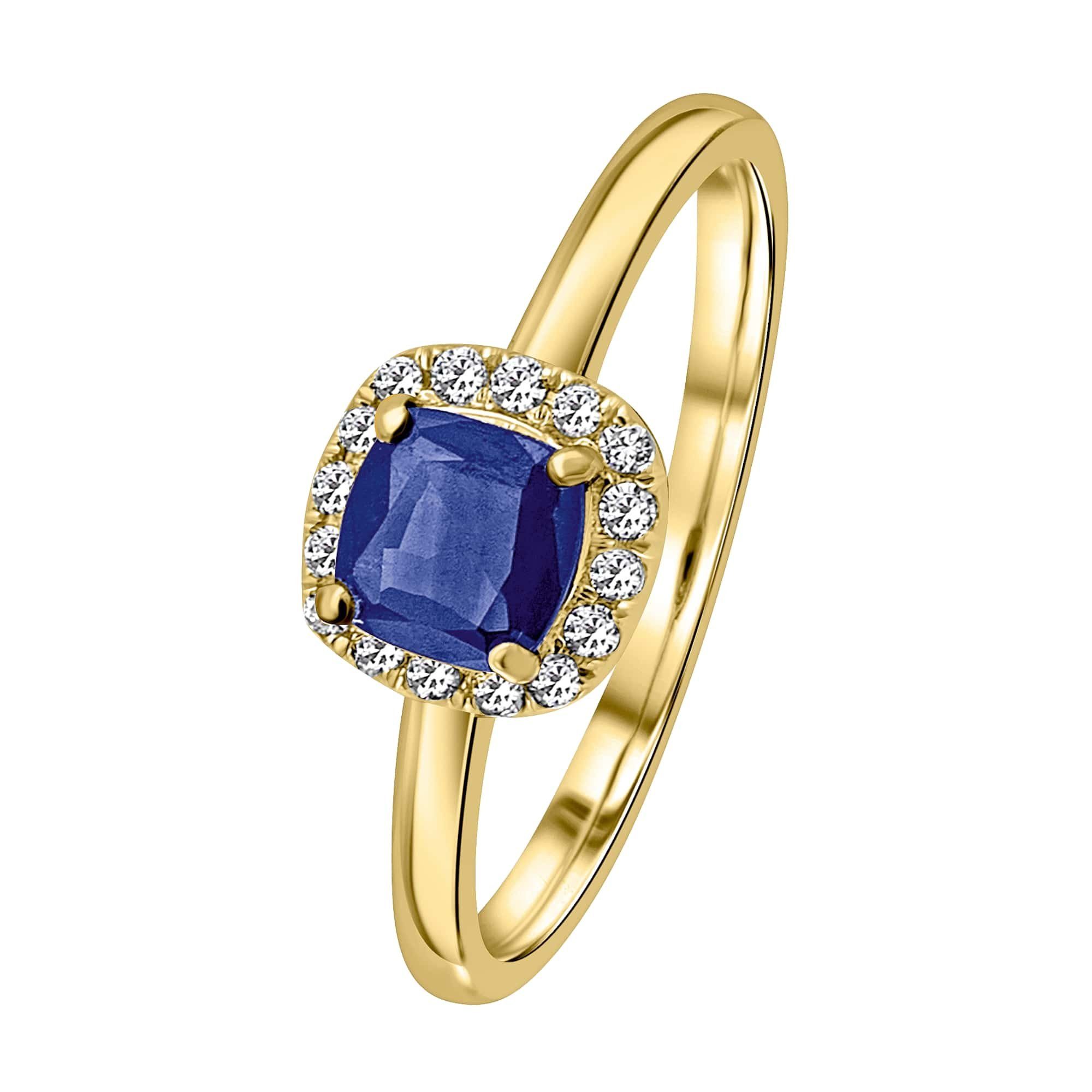 0,12 Brillant ONE Gold Schmuck Diamantring Safir Damen 585 aus ct Gelbgold, ELEMENT Diamant Ring