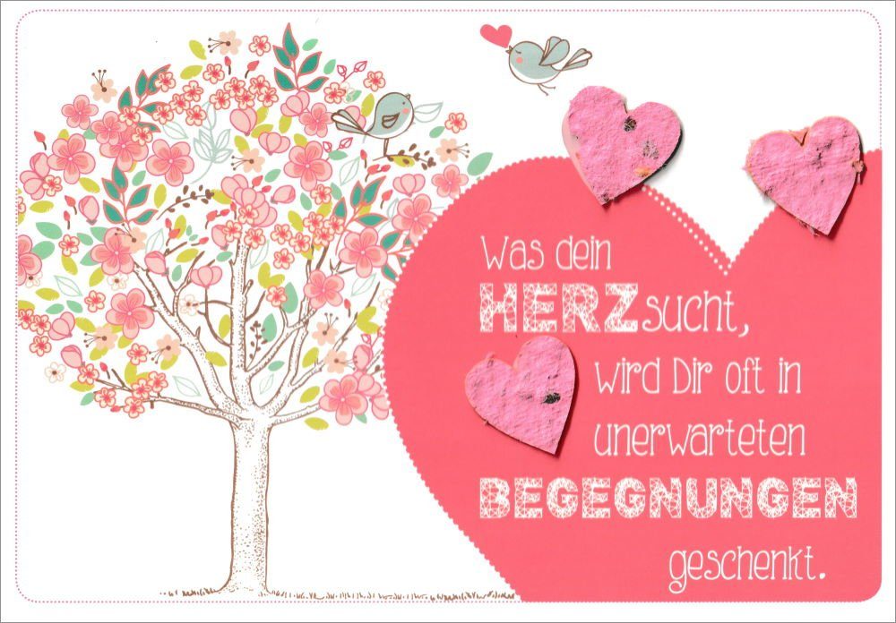 Postkarte Grußkarte mit Blumensamen "Was dein Herz sucht, wird Dir oft in ...", Erwachsene