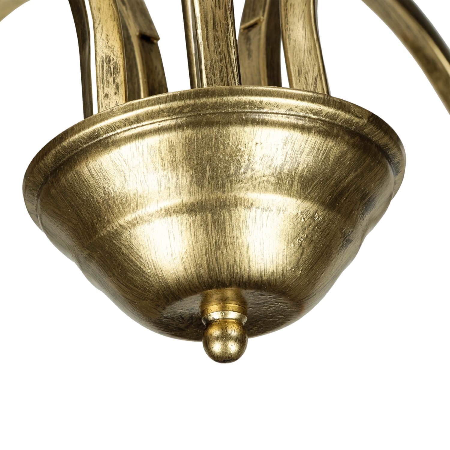 Licht-Erlebnisse Pendelleuchte ELISA, 76 cm Leuchtmittel, Esszimmer antik Gold Esstisch Ø in Metall ohne E27 Glas 5-flammig