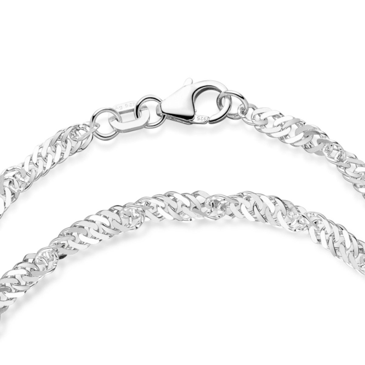 Materia Armkette Damen Singapurkette Hochglanz SA-84, 925 Sterling Silber – Bild 3 von 5